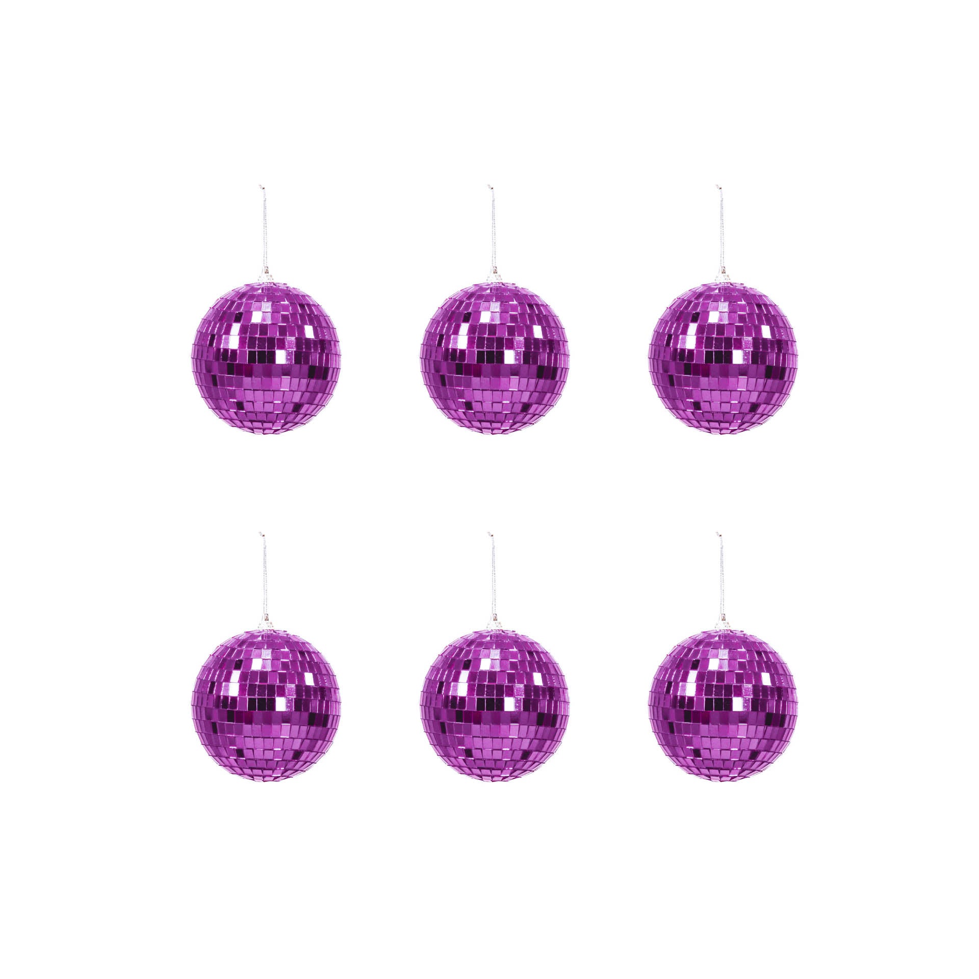 Christmas Decoration - Christmas Hanger - Discoball - Foam - Set of 6 - Pink - 6x6x6cm