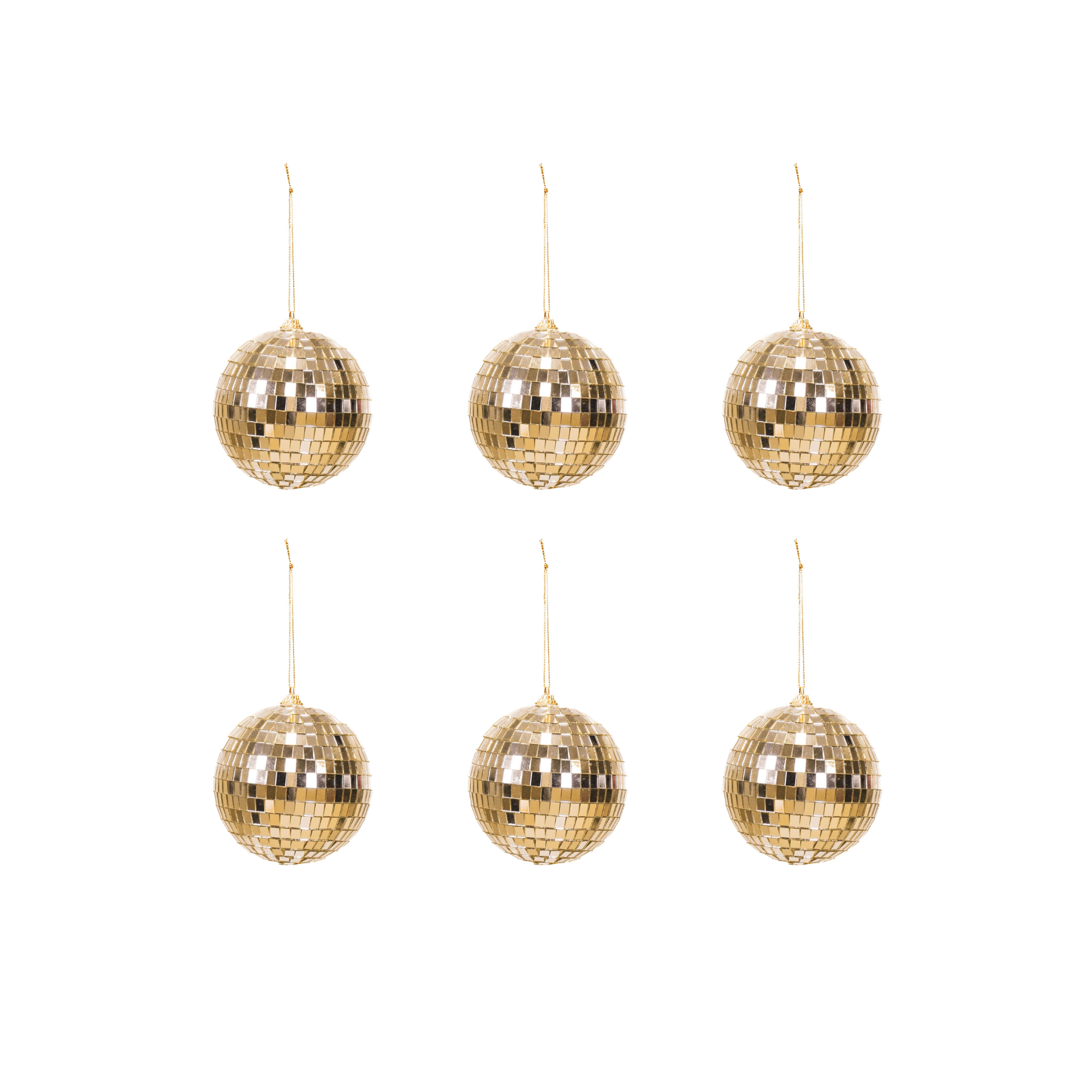 Christmas Decoration - Christmas Hanger - Discoball - Foam - Set of 6 - Gold - 6x6x6cm