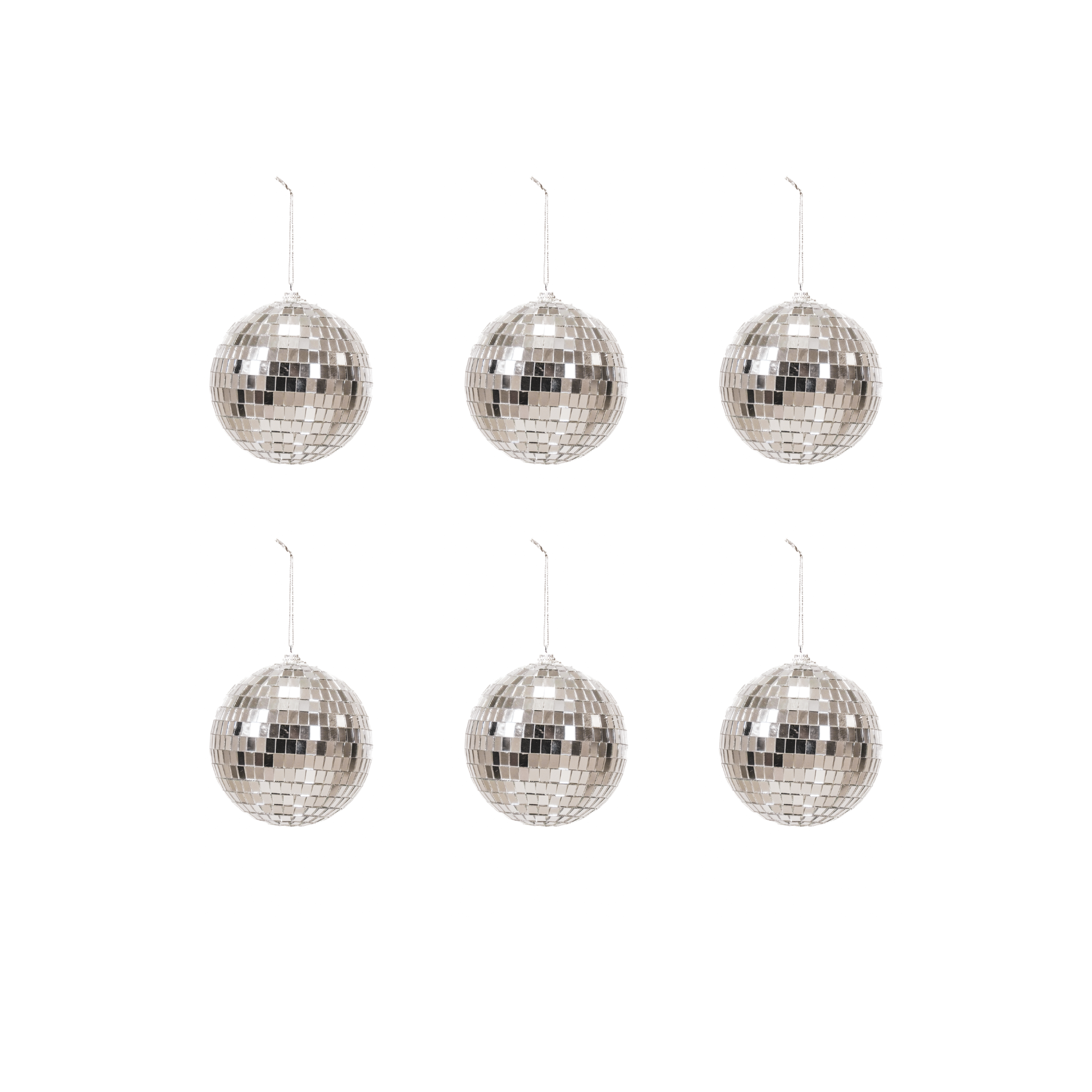 Christmas Decoration - Christmas Hanger - Discoball - Foam - Set of 6 - Silver - 6x6x6cm
