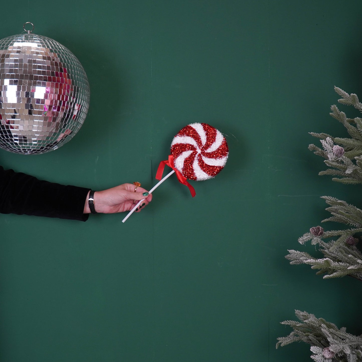 Decoration - Lolly Pop - Glitter - Red/White - 15x35cm