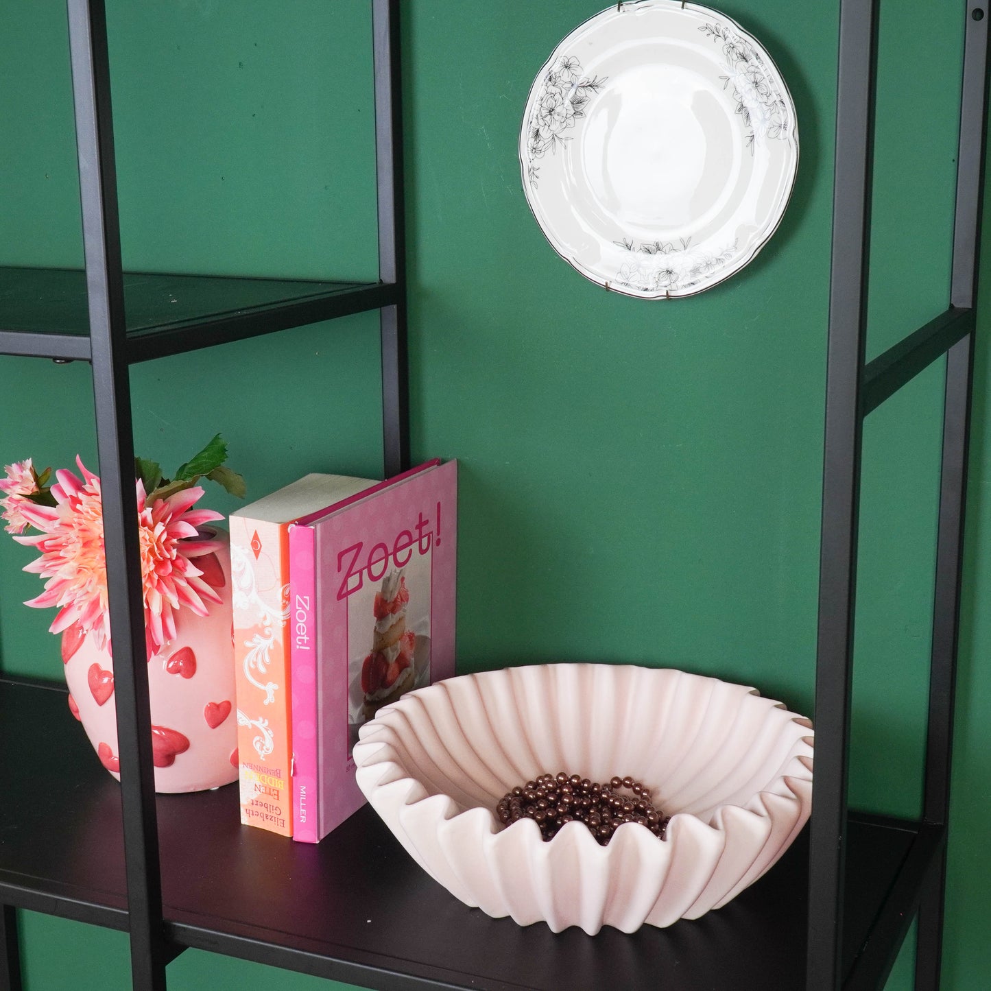 Bowl- Pleated Bowl - Ceramics- Light Pink- 29,5x29,5x9cm