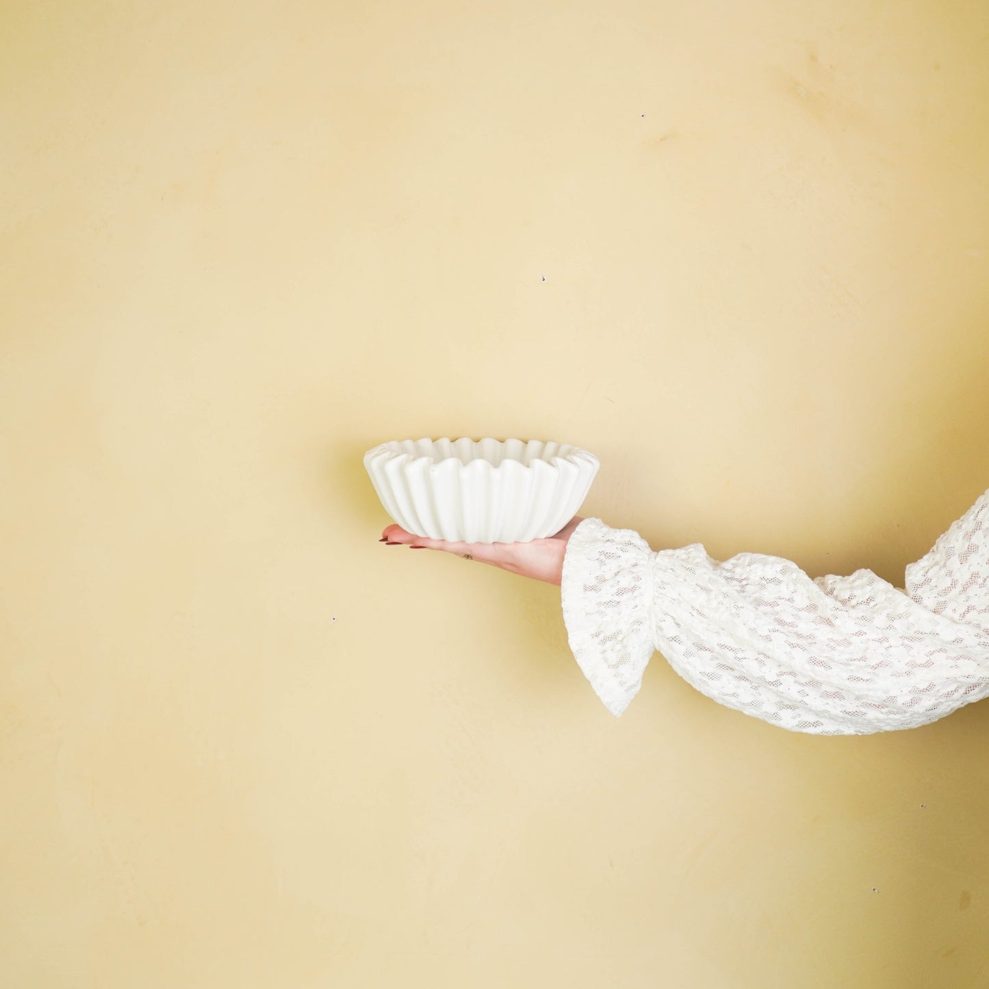 Bowl- Pleated Bowl - Ceramics- White- 20x20x7 cm