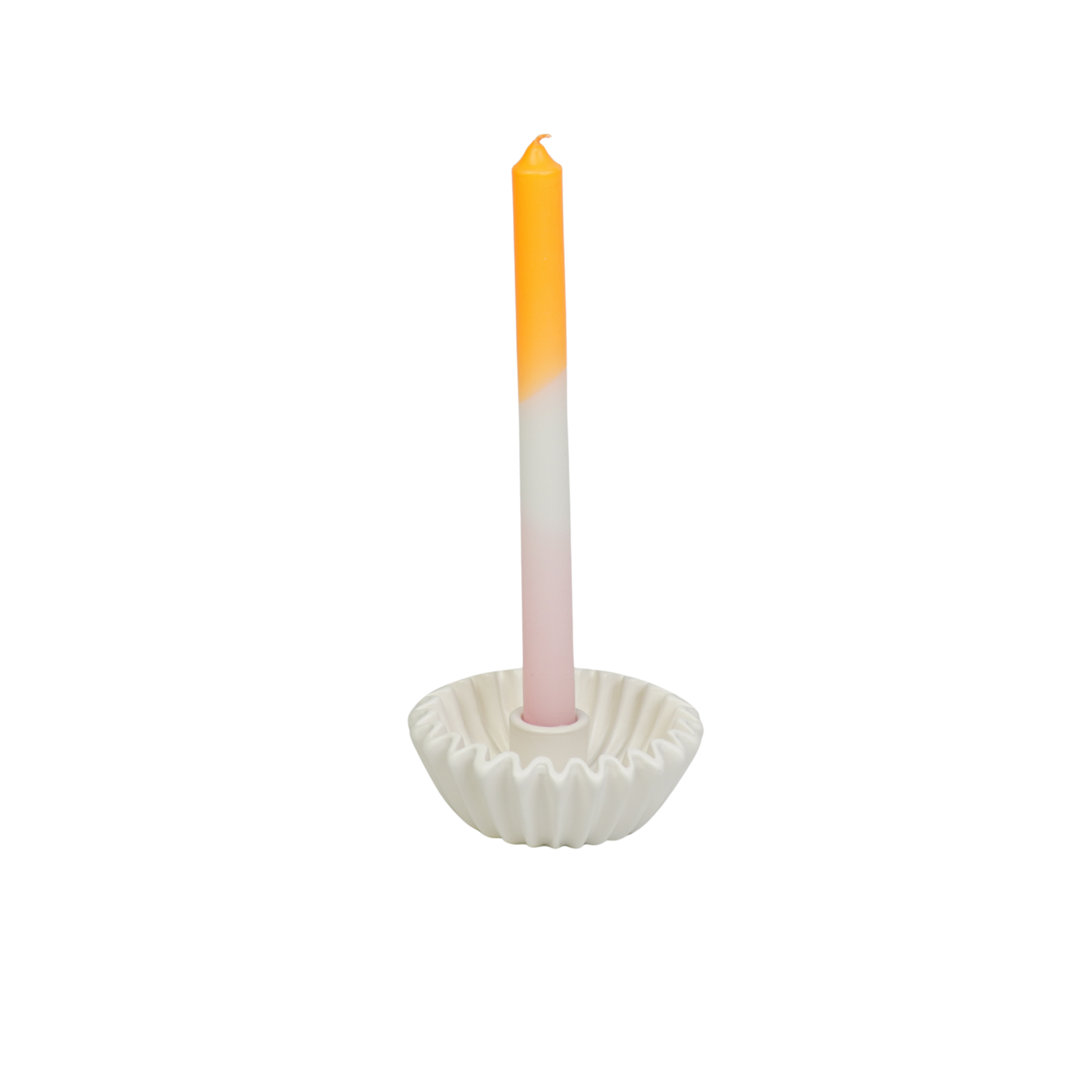 Pleated Candle Holder - White- 12x12x4,5 cm