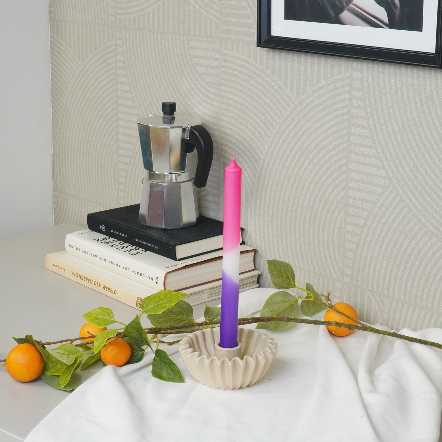 Pleated Candle Holder - Sand- 12x12x4,5 cm