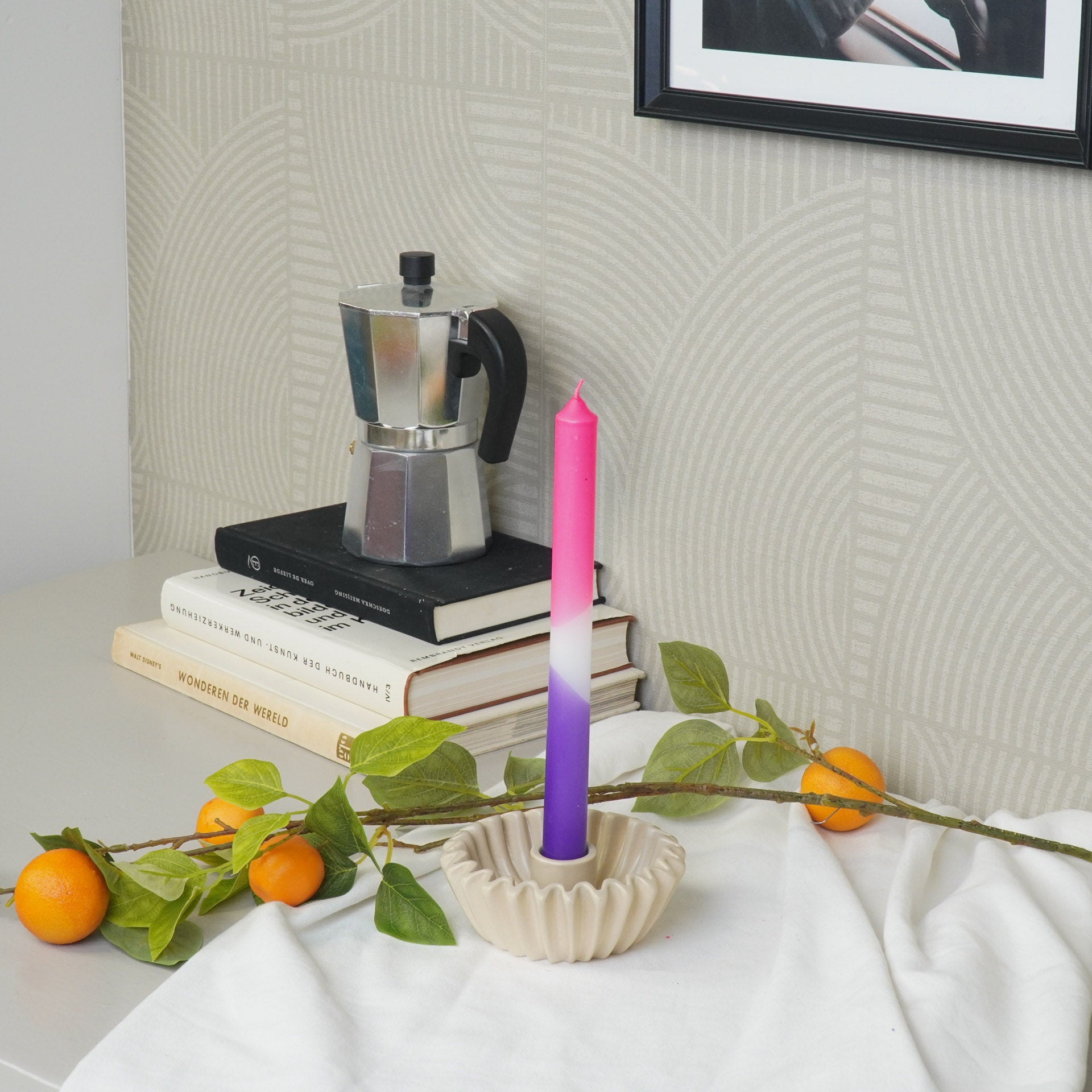 Pleated Candle Holder - Sand- 12x12x4,5 cm