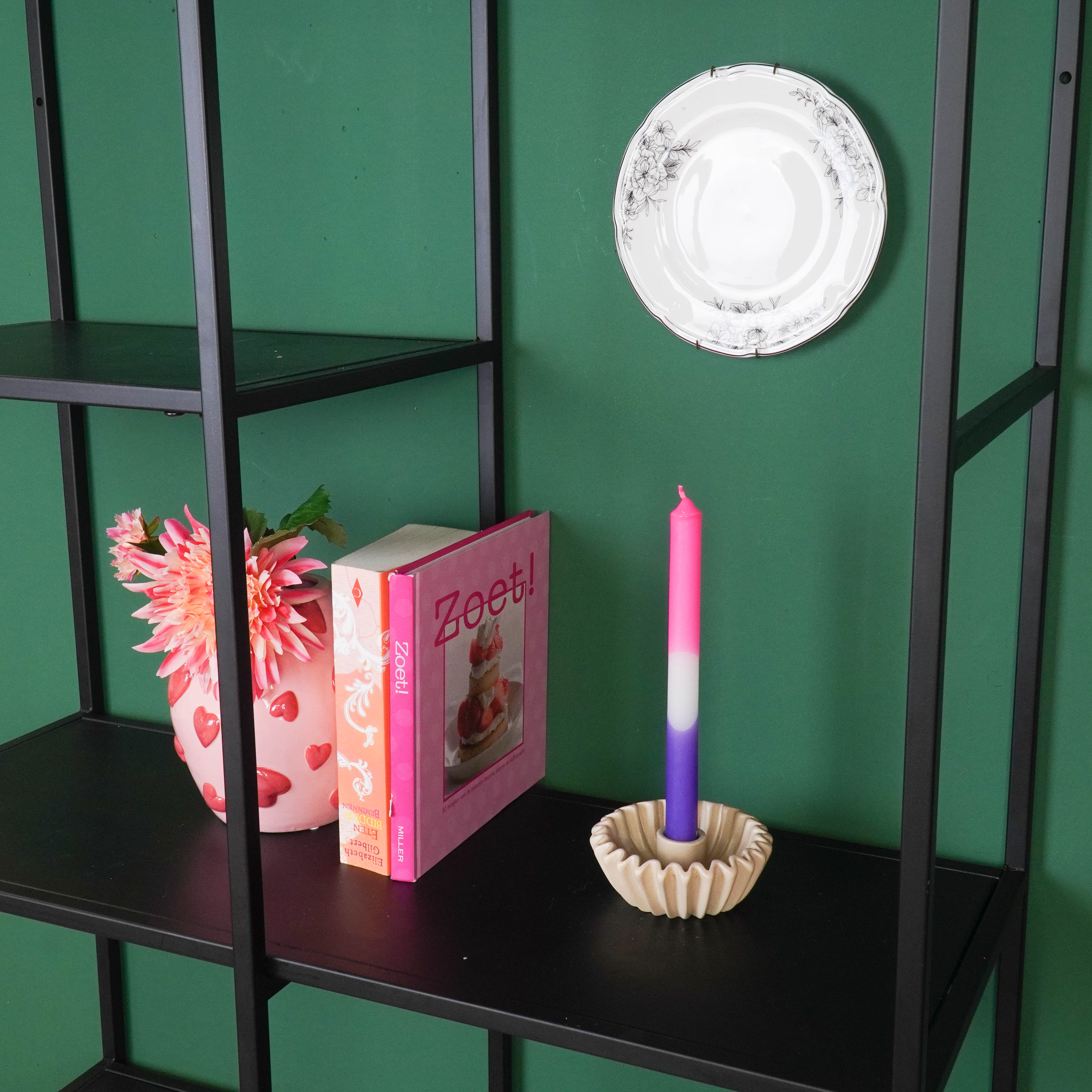 Pleated Candle Holder - Sand- 12x12x4,5 cm