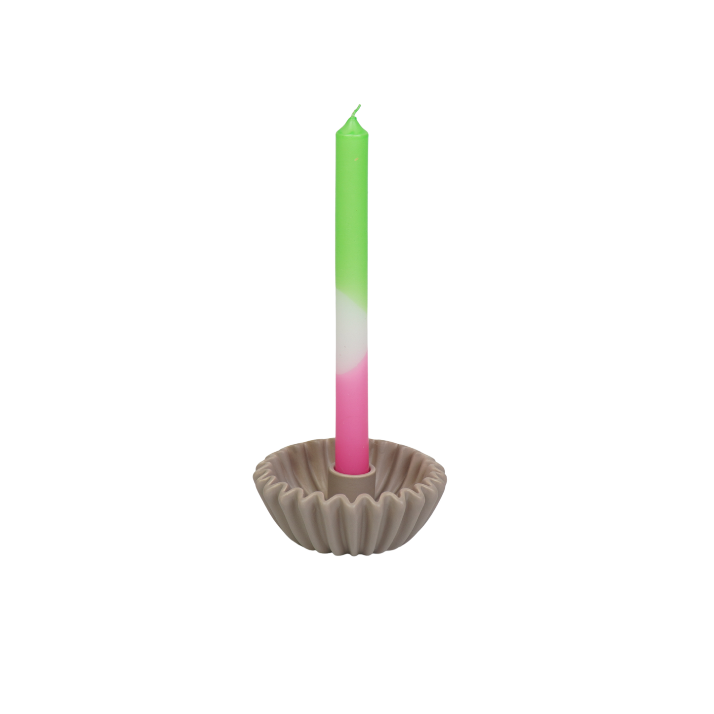Pleated Candle Holder - Taupe- 12x12x4,5 cm