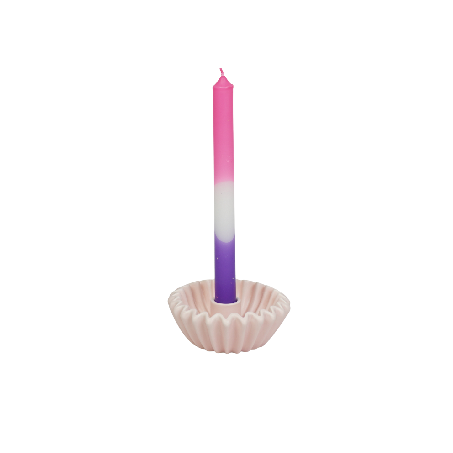 Pleated Candle Holder - Light Pink-12x12x4,5 cm