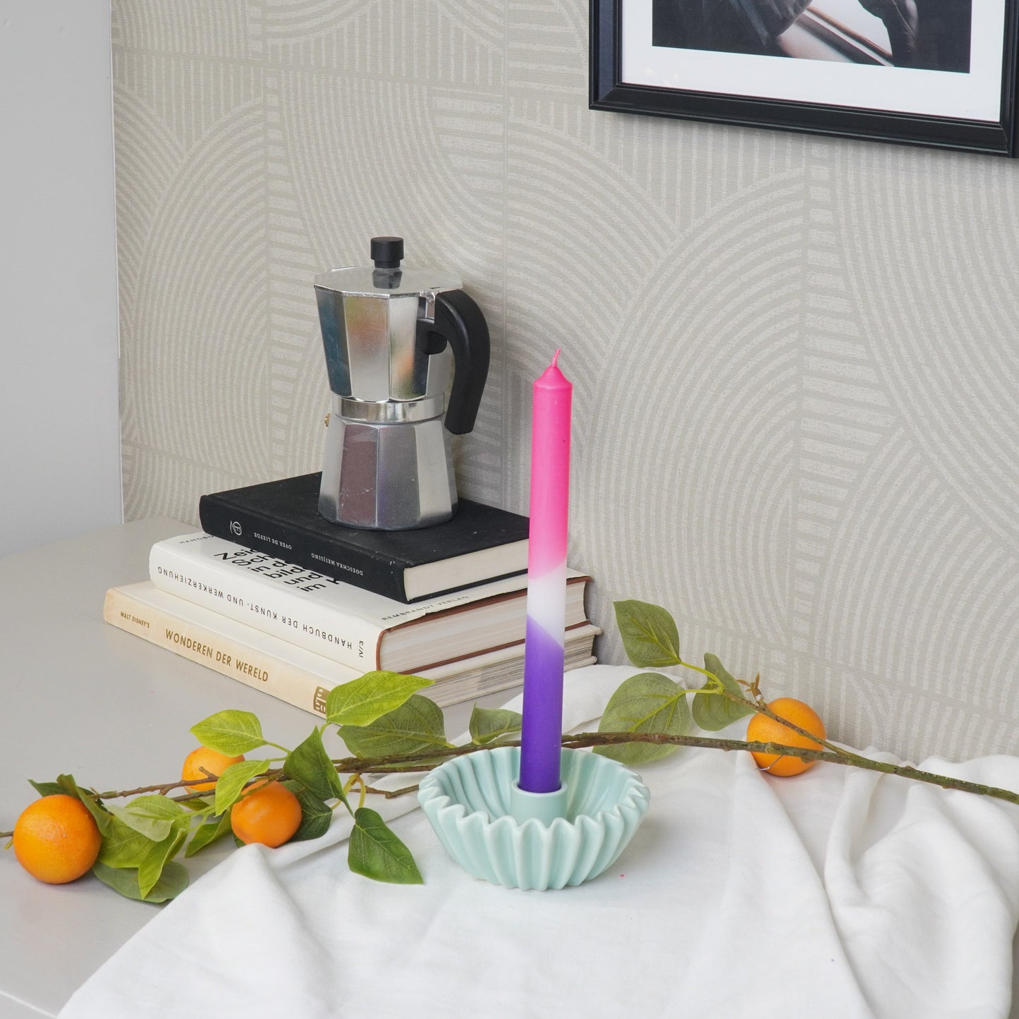 Pleated Candle Holder - Mint -12x12x4,5 cm