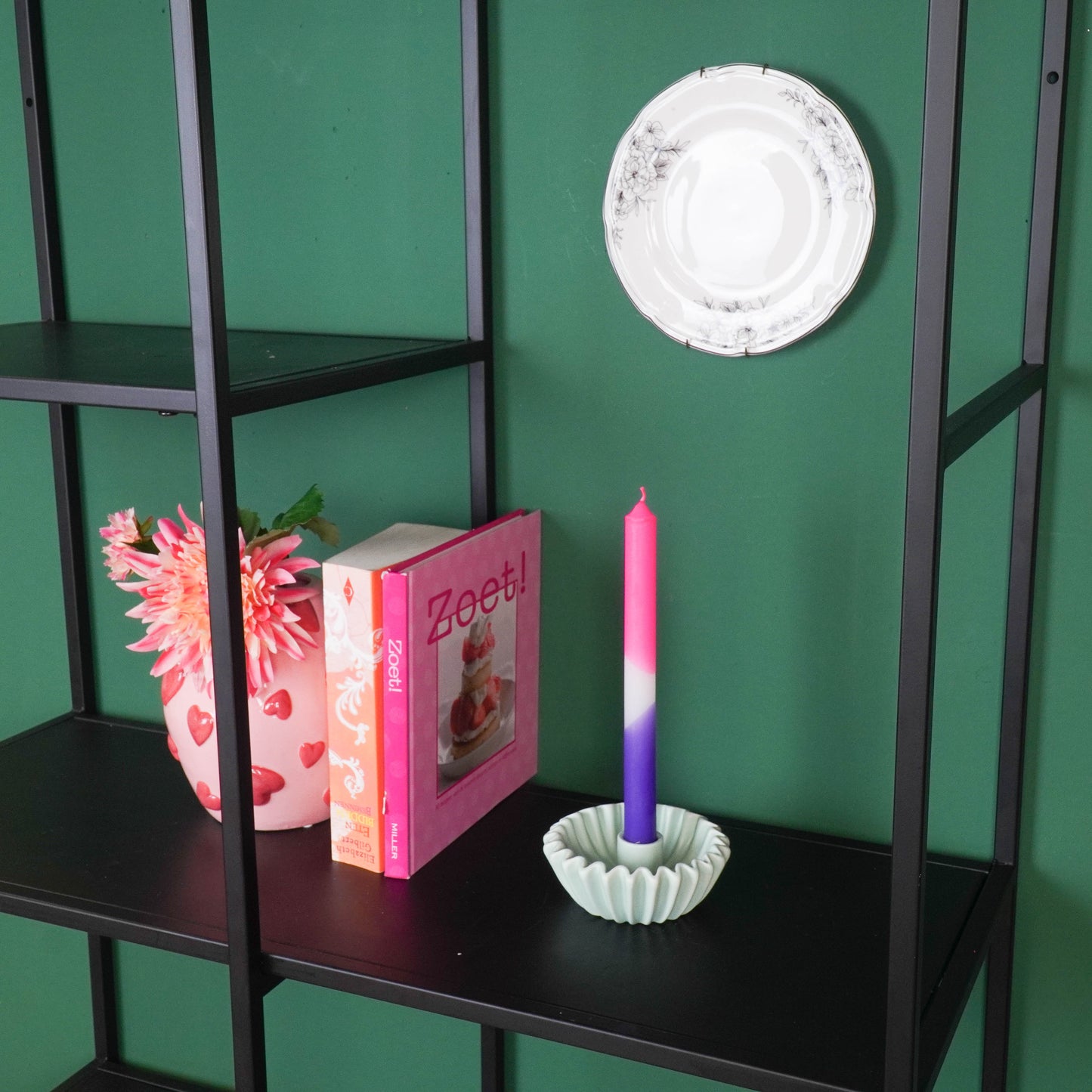 Pleated Candle Holder - Mint -12x12x4,5 cm