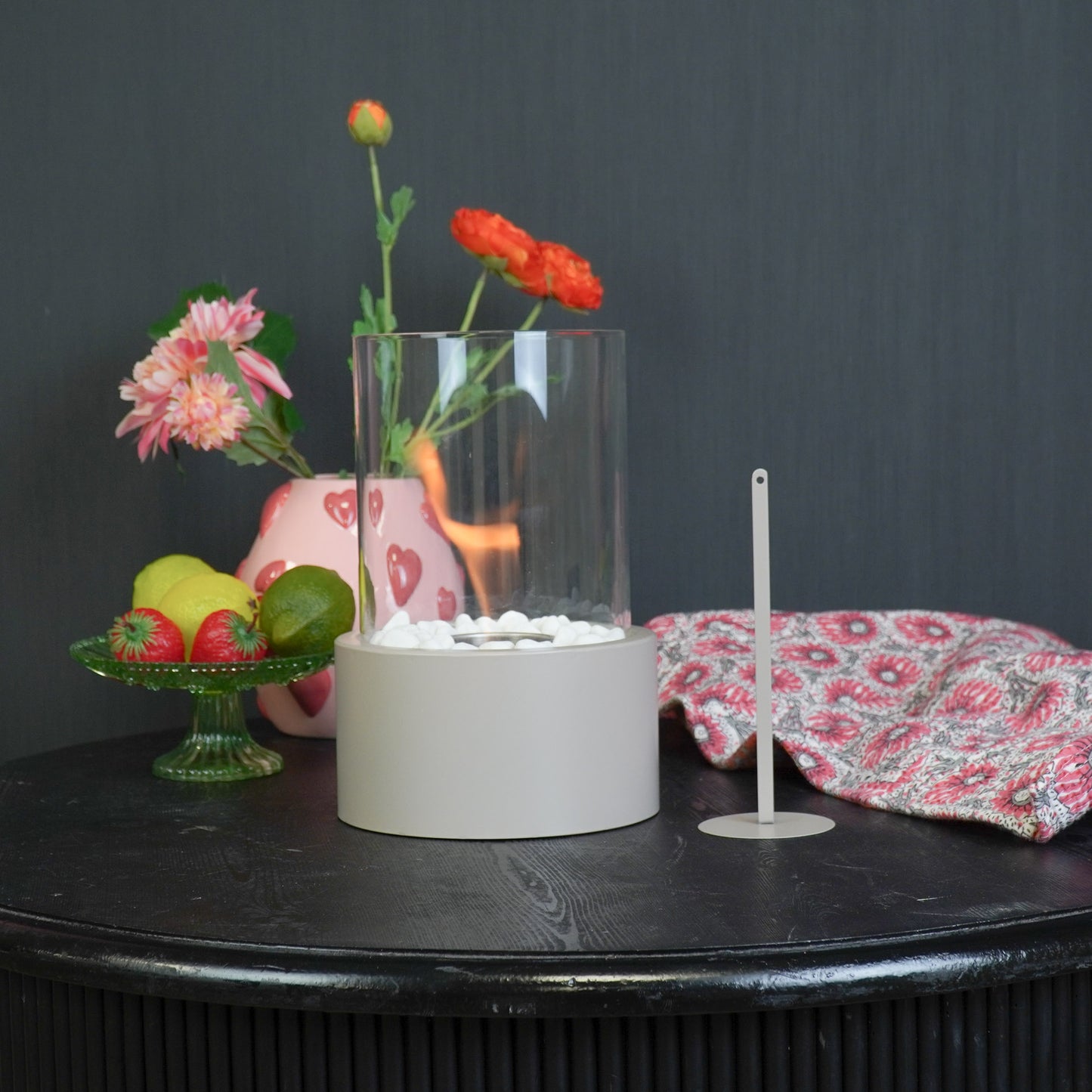 Table Burner - Round - Metal/Glass - Taupe - 18x18x26,5cm