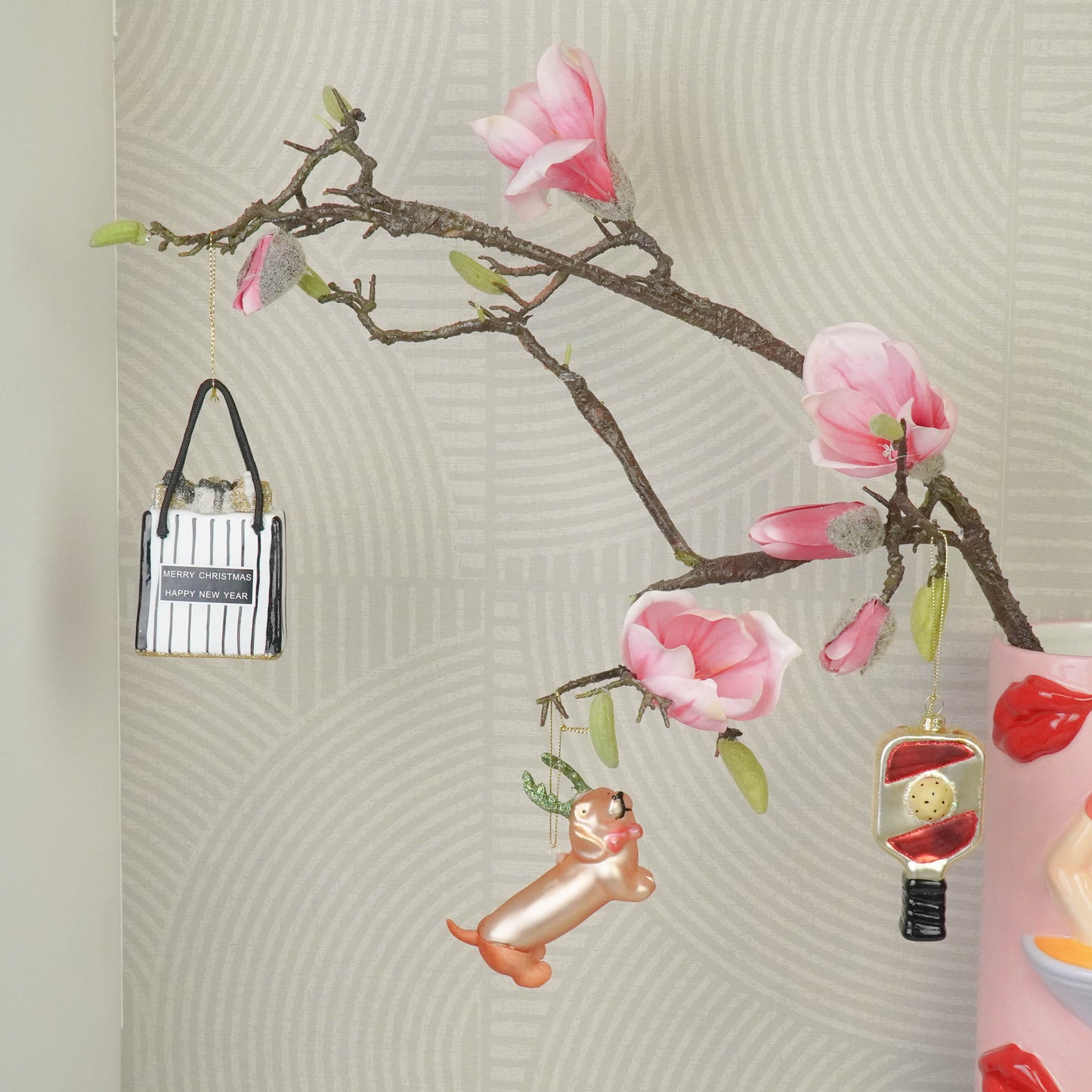 Xmas Hanger - Shopping bag- Black/ White/ Gold - 7x4x8,5cm