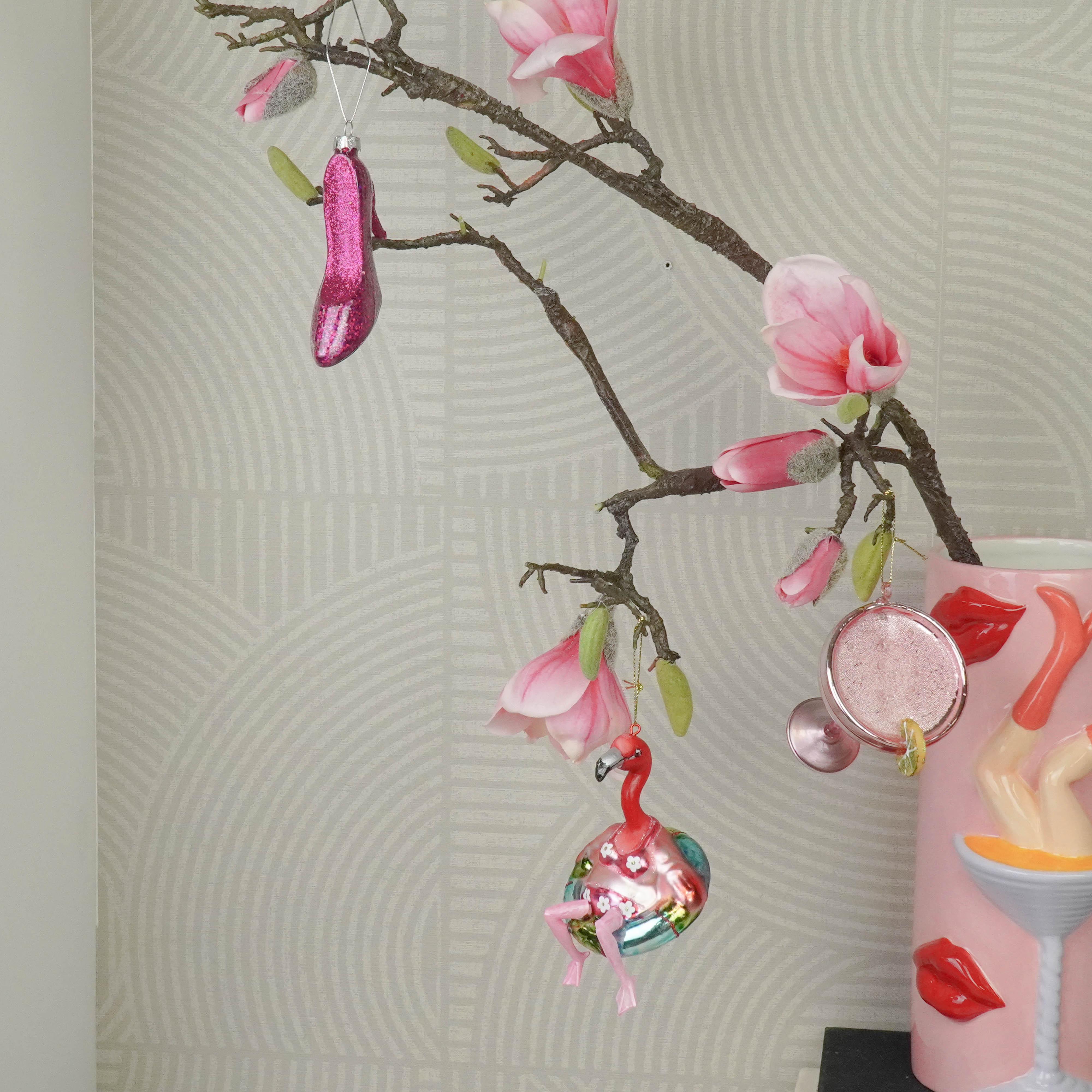 Xmas Hanger - Pink High Heels - Glass - 8,5x3x7,5cm