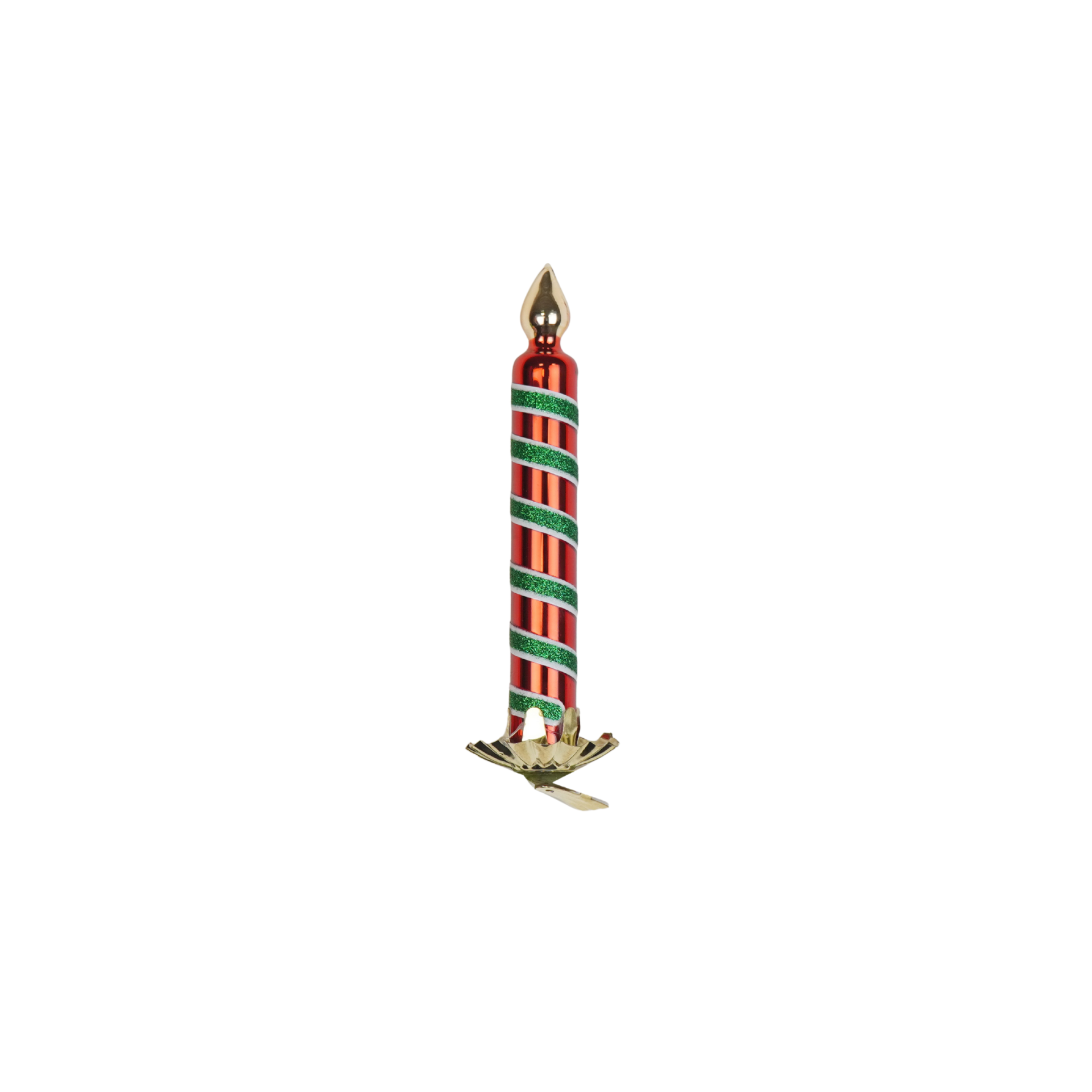 Xmas Hanger - Candle Pinch - Red/ Green - Glass - 2x2x13cm