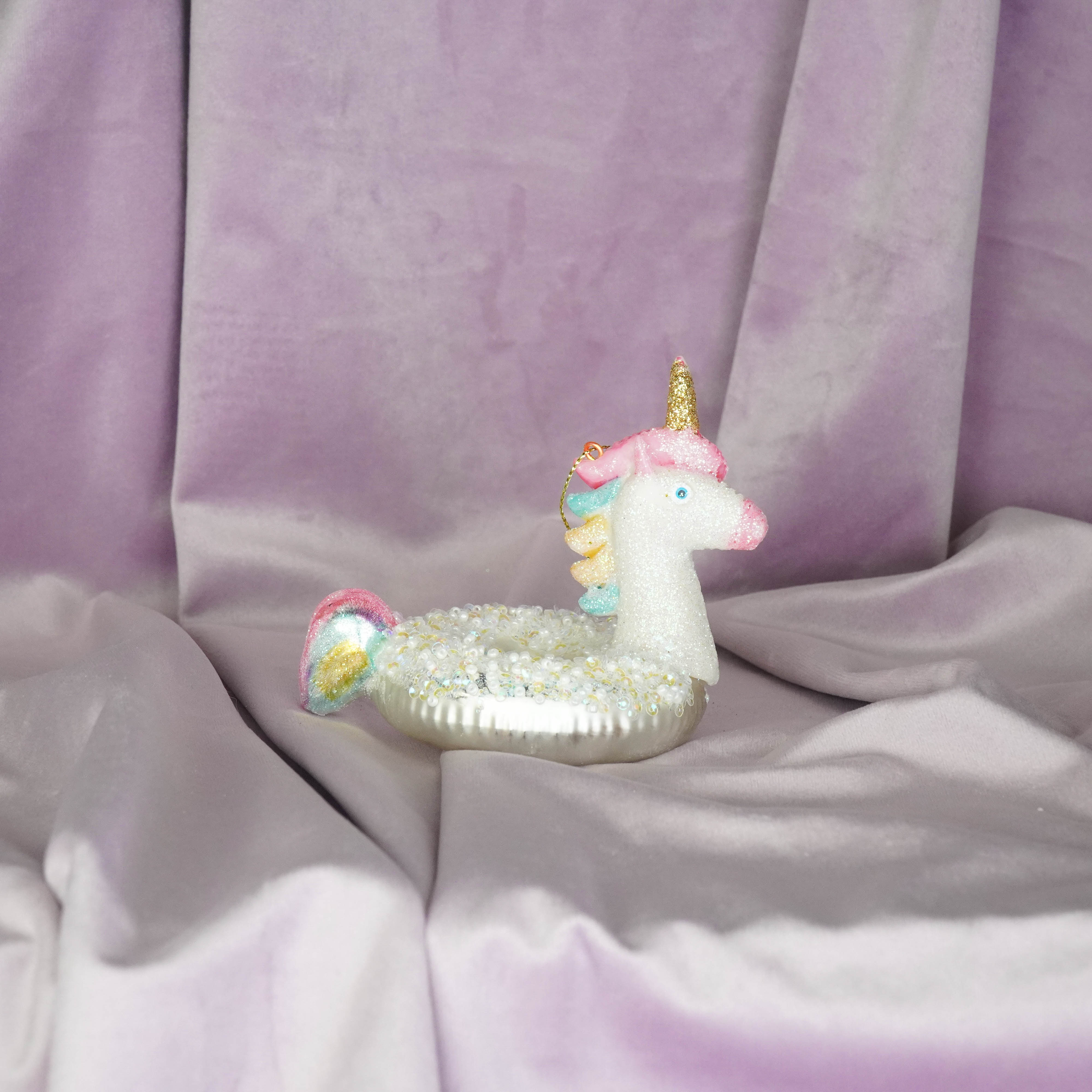 Xmas Hanger- Unicorn - White - Glass - 8x9,5x9cm
