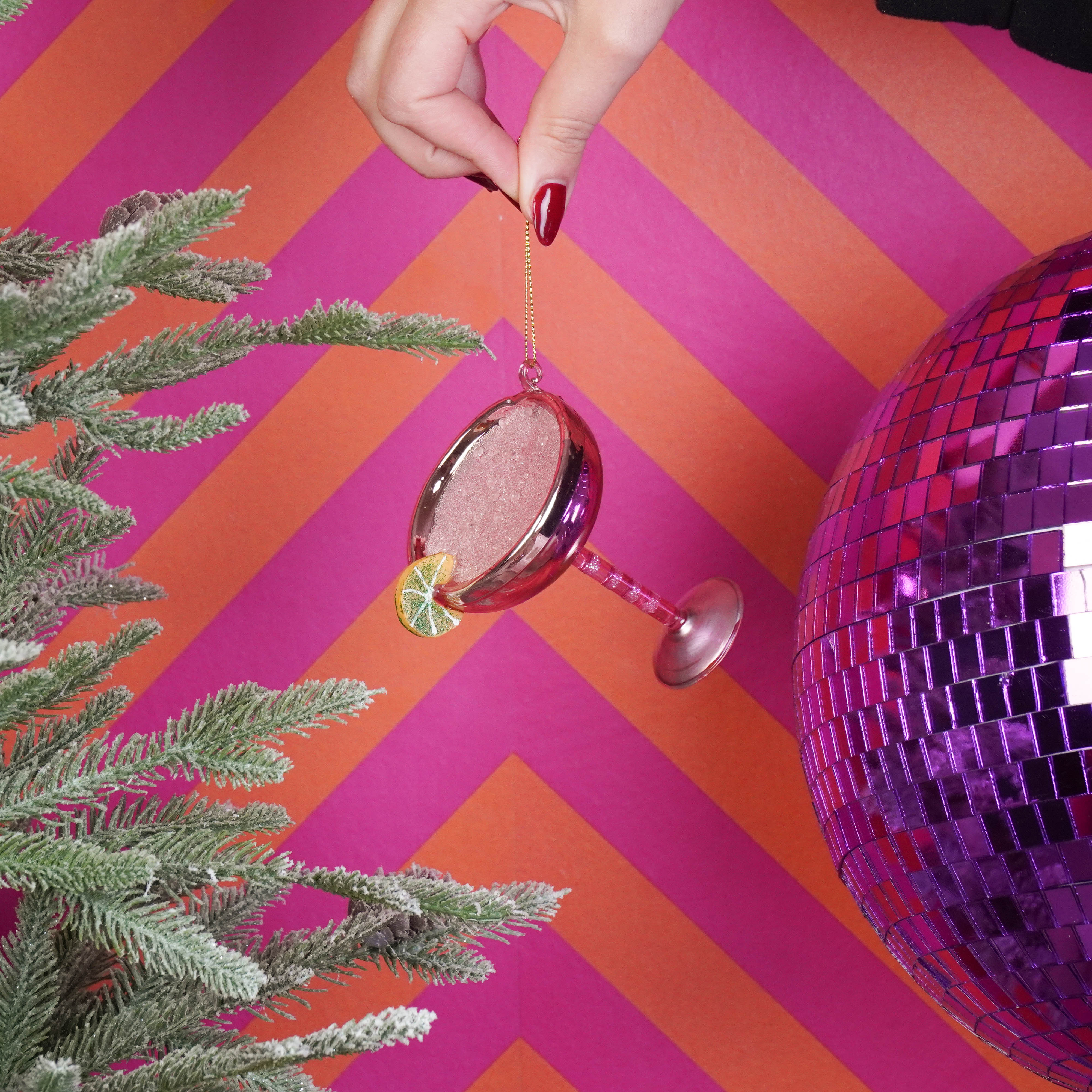 Xmas Hanger - Cocktail Lime- Pink - 7x8,5x10cm