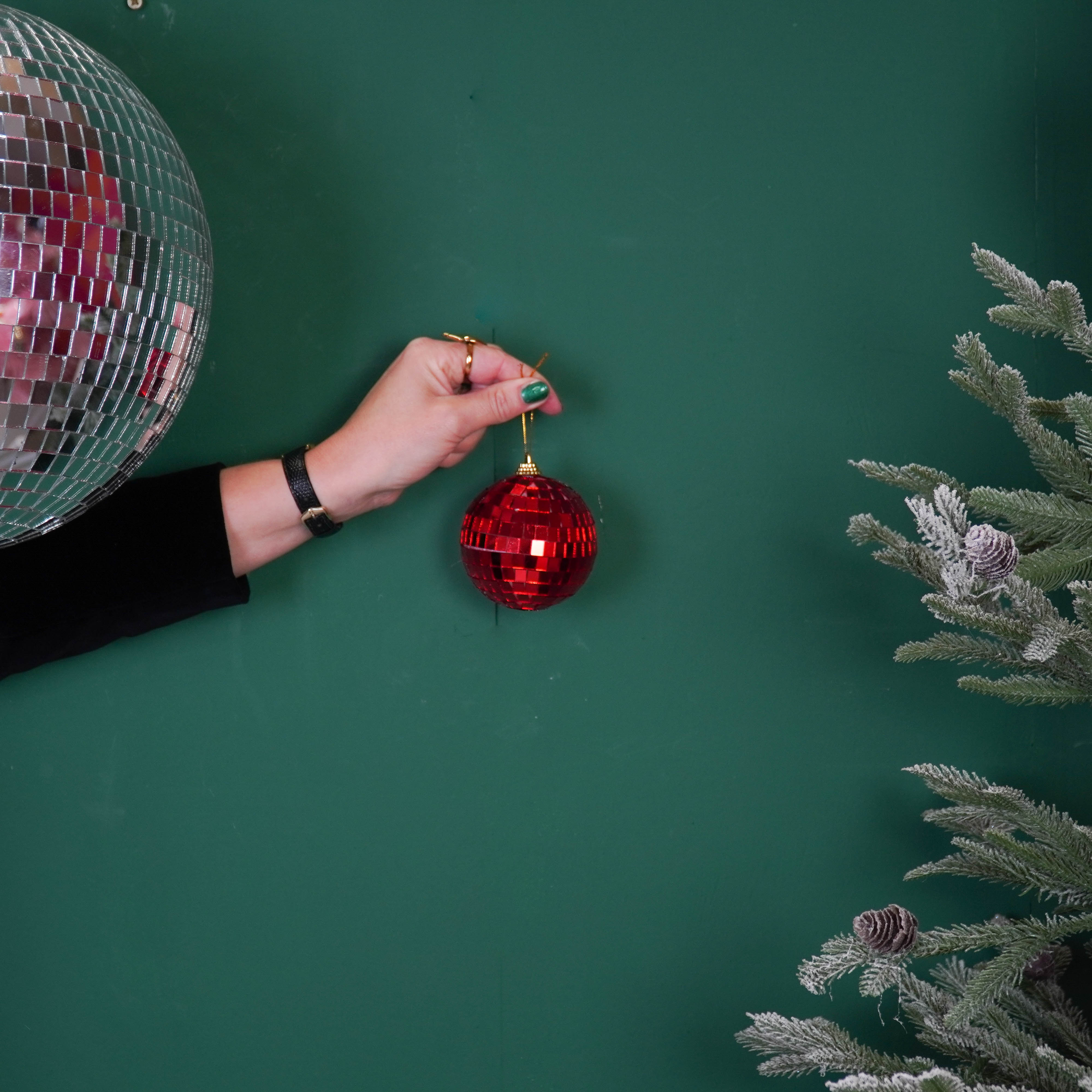 Christmas Decoration - Christmas Hanger - Discoball - Foam - Red - 8x8x8cm