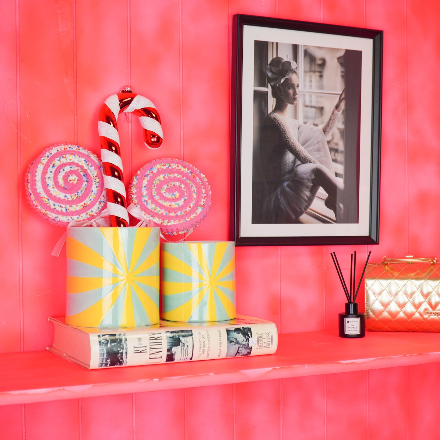 Pot - Flowerpot - Swirl - Yellow/Green - 12.5x12.5x13cm