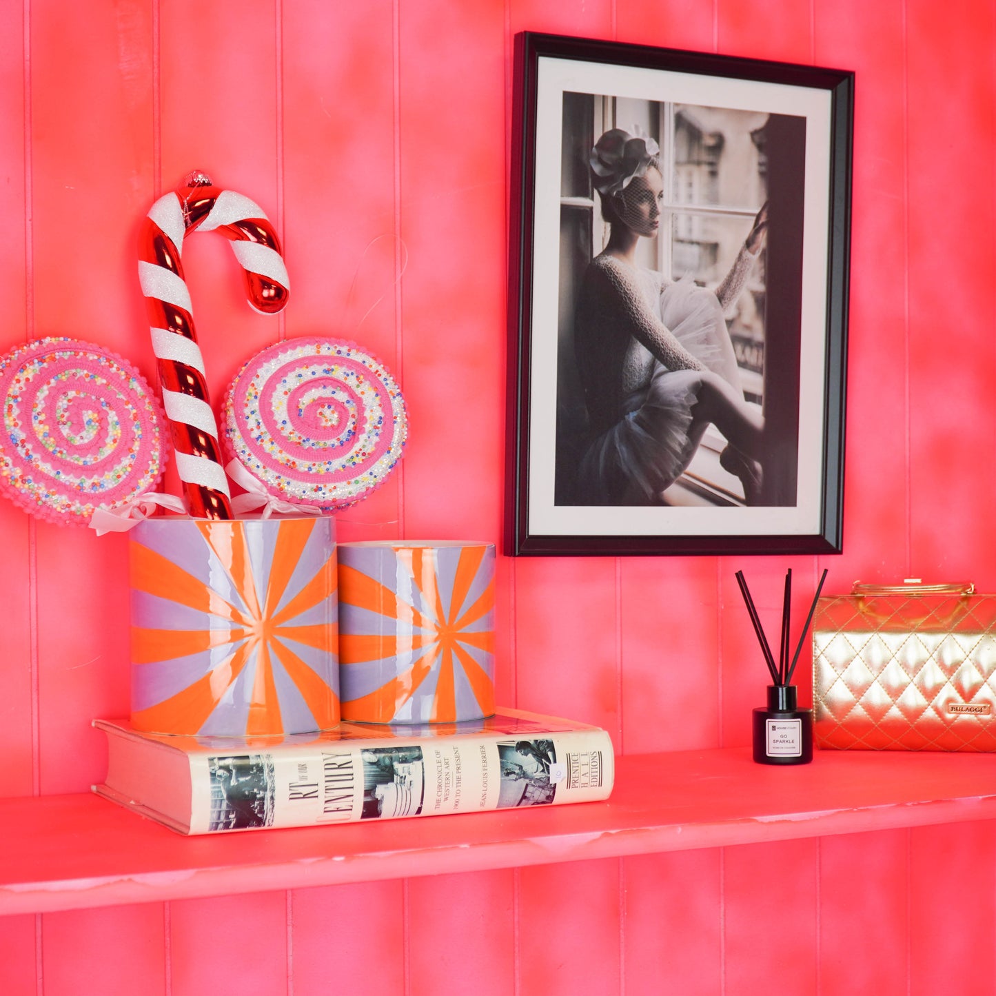 Pot - Flowerpot - Swirl - Lilac/Orange - 12.5x12.5x13cm