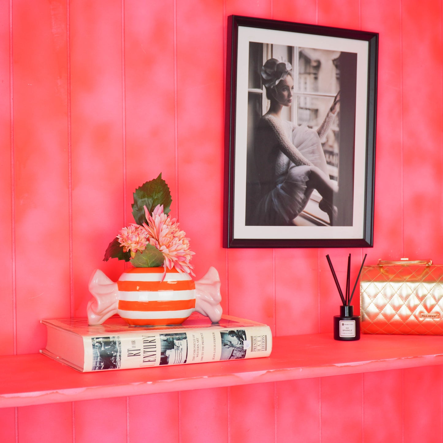 Pot - Flowerpot - Toffee Candy - Orange/Pink - 21x9.5x9.5 cm