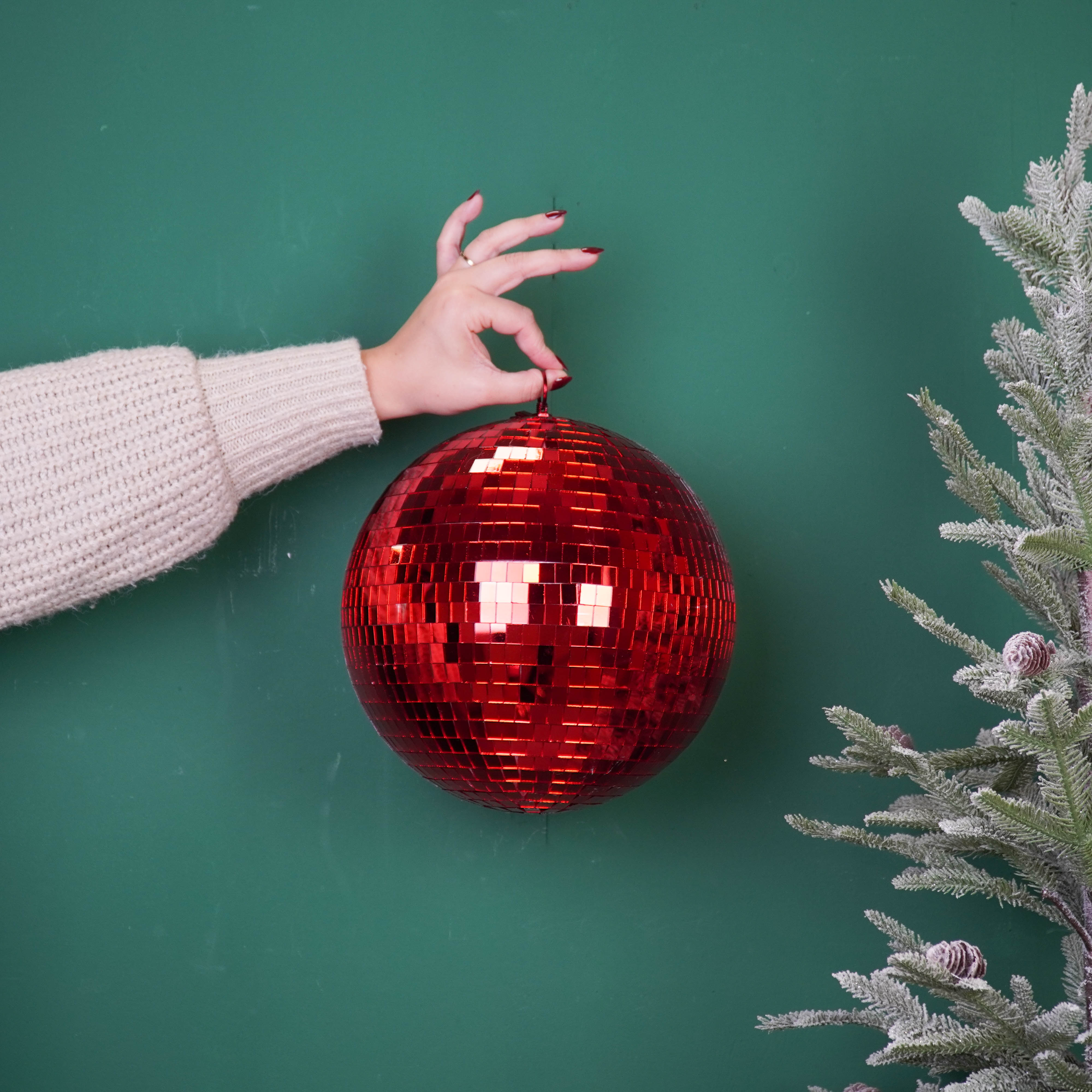 Christmas Decoration - Christmas Hanger - Discoball - Foam - Red - 25x25x25cm