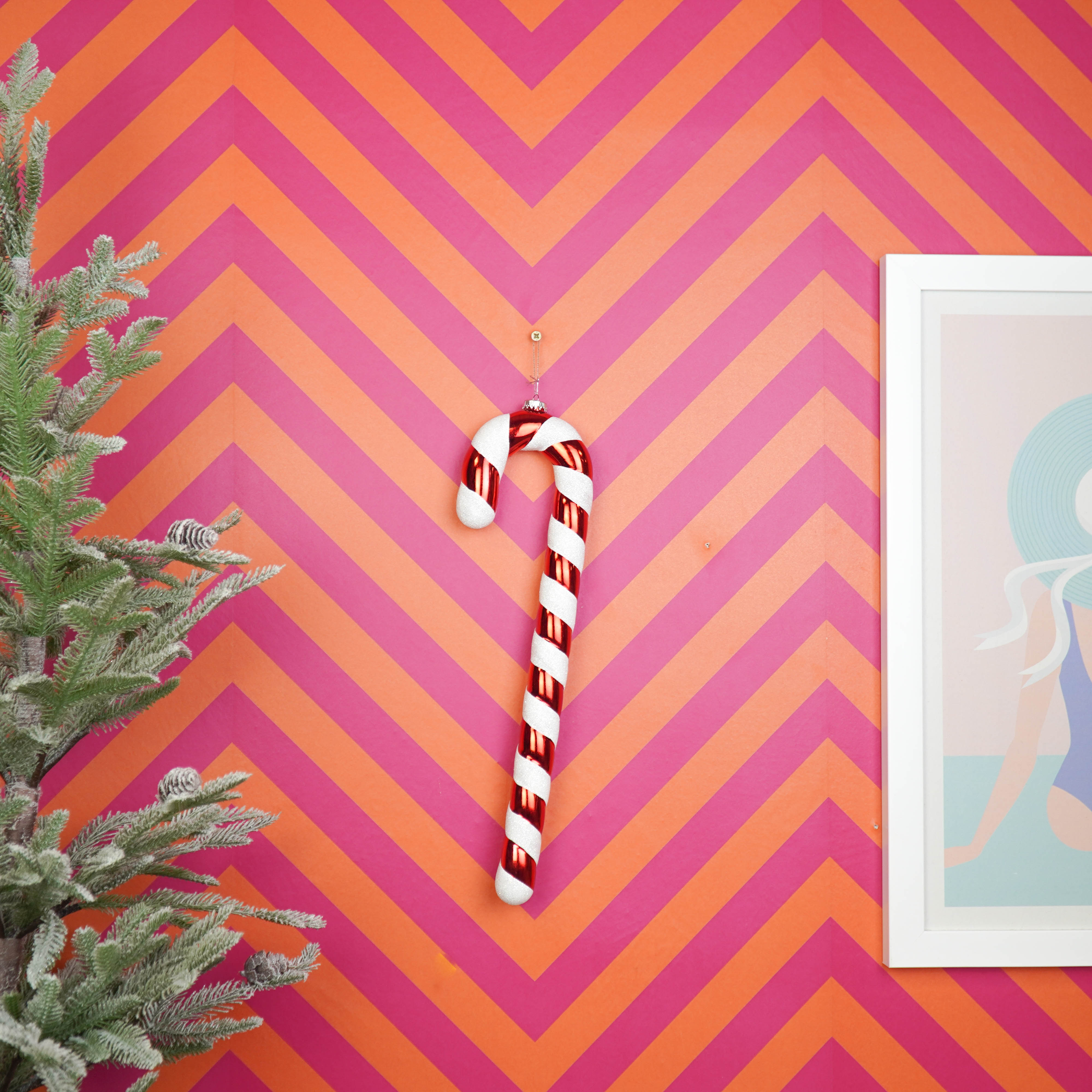 Christmas Decoration - Candy Cane - Polysterene - Red/White - 11x3x42 cm