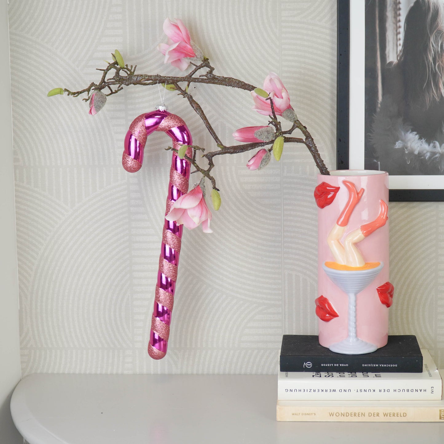 Christmas Decoration - Candy Cane - Polysterene - Red/Pink - 11x3x42 cm