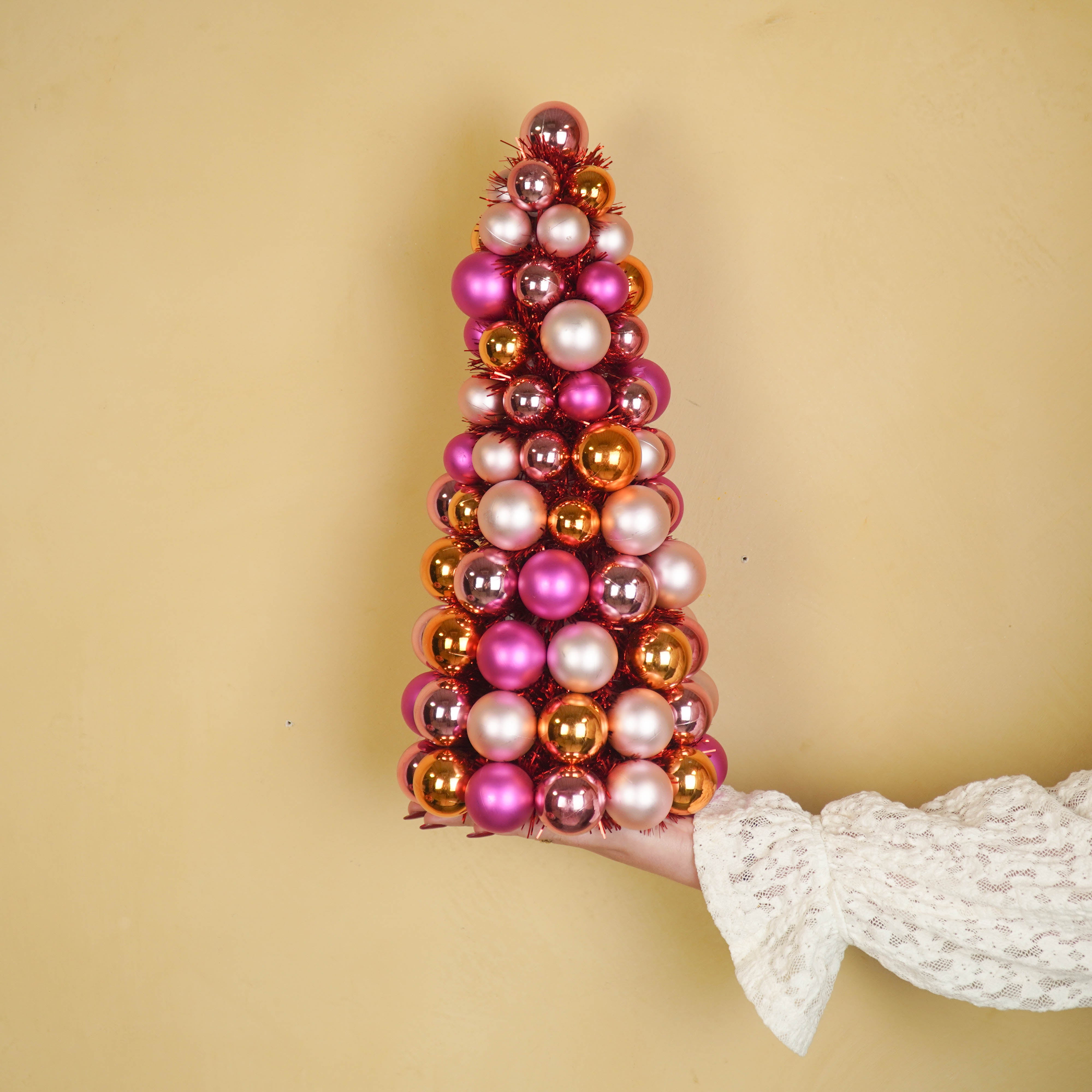 Christmas Decoration - Christmas Baubles - Christmas Decoration - Polysterene - Pink/Orange - 19x41 cm
