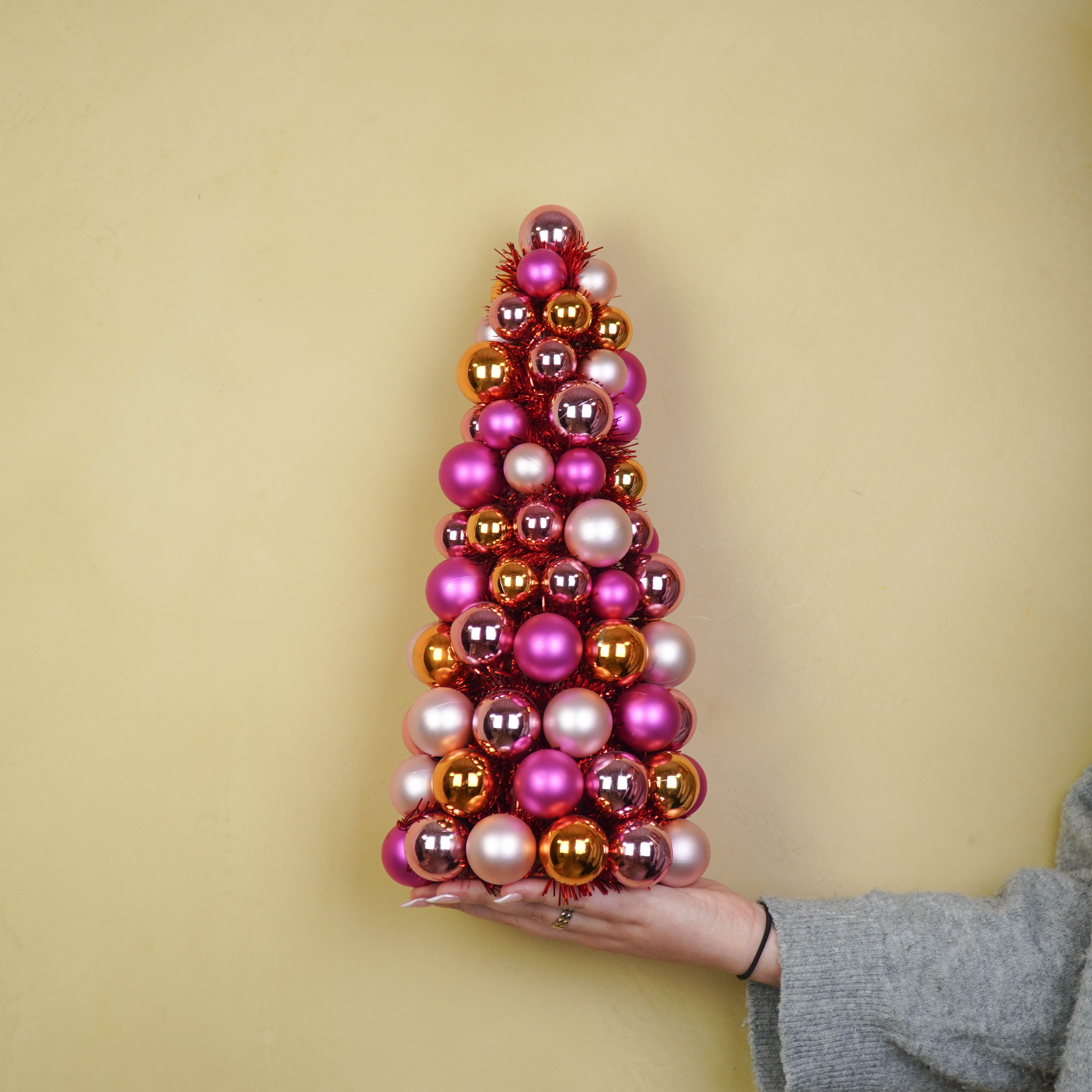 Christmas Decoration - Christmas Baubles - Christmas Decoration - Polysterene - Pink/Orange - 19x41 cm