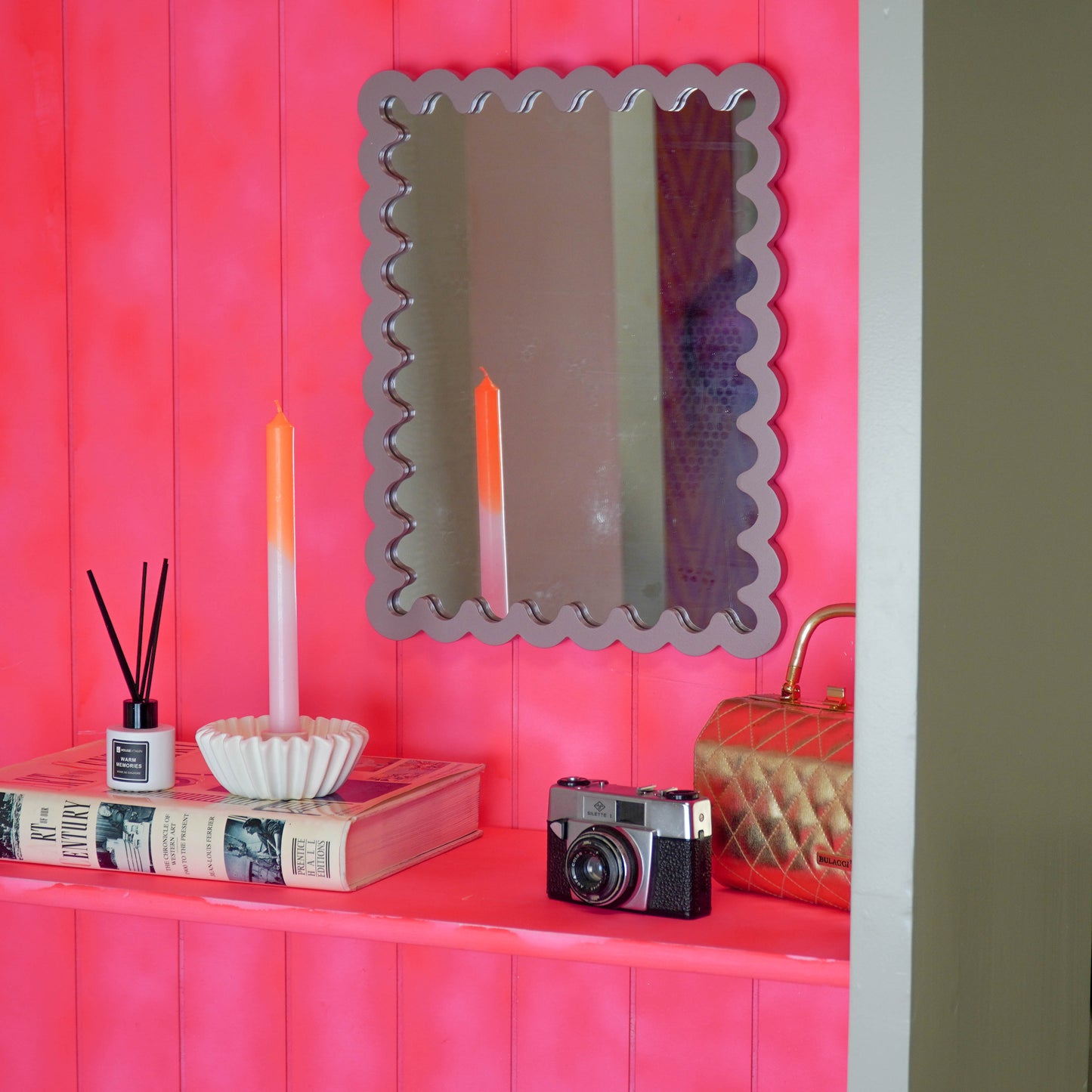 Mirror - Wavey -Taupe - MDF - 33x43x1.5cm