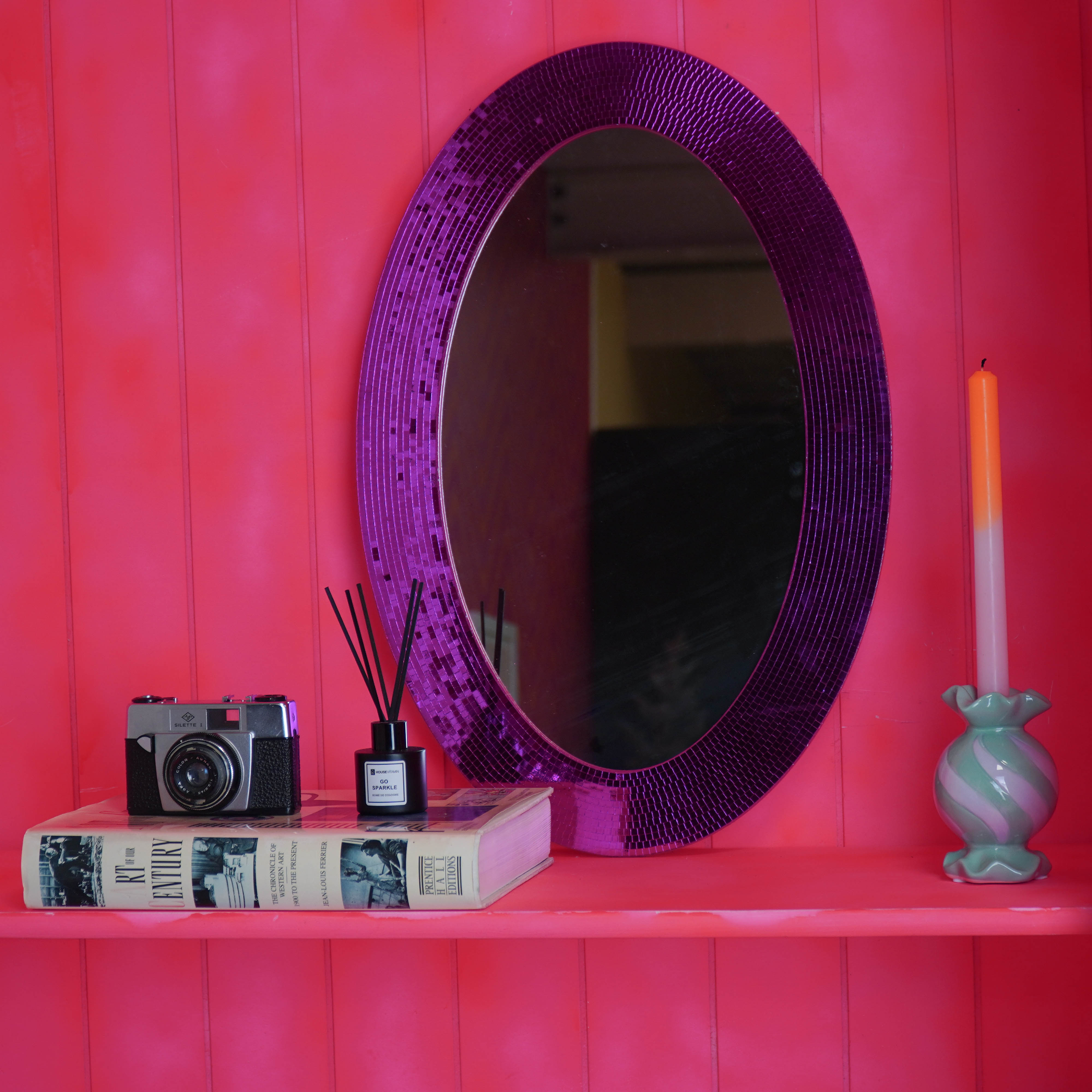 Mirror - Oval - Disco - Pink - 60x1x40cm
