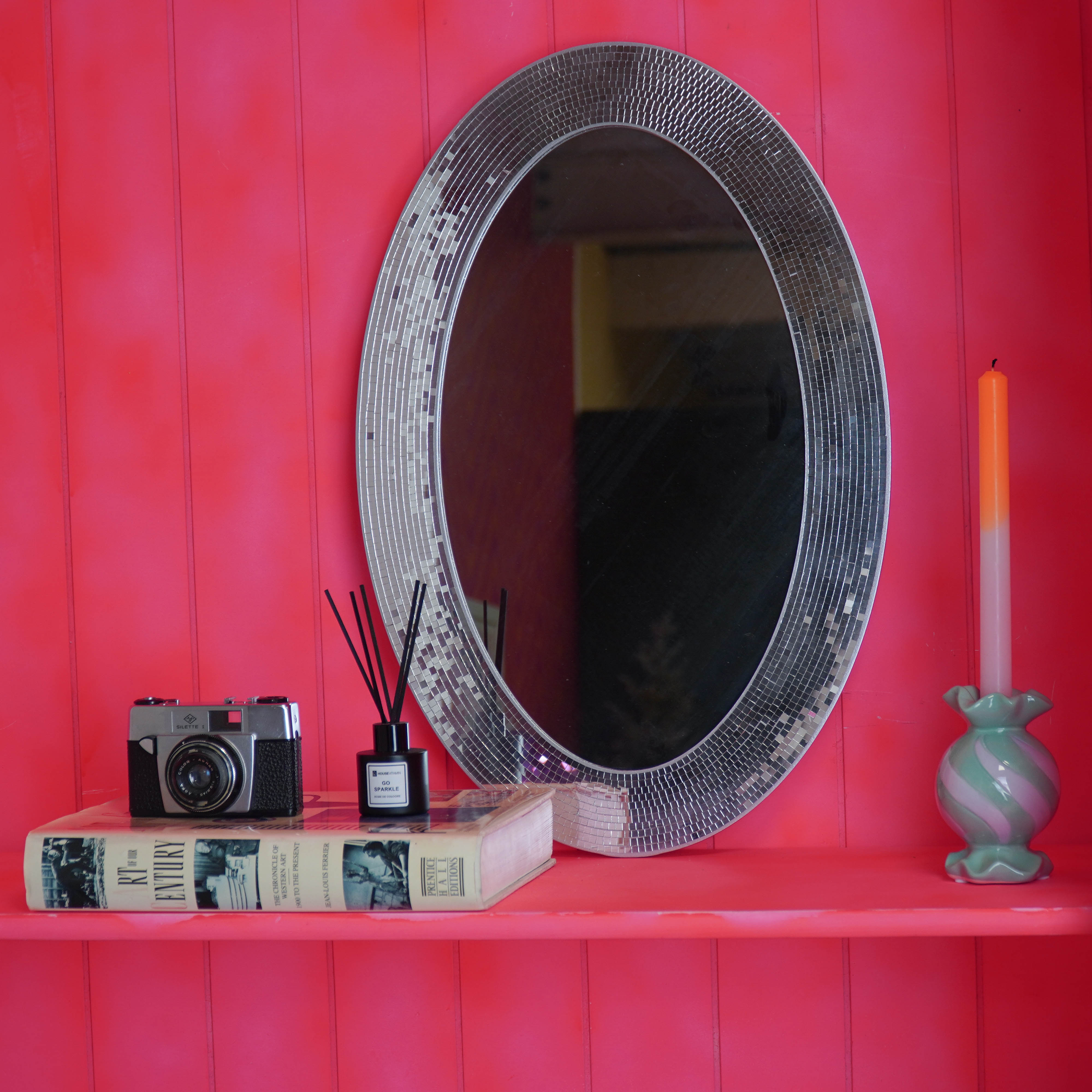 Mirror - Oval - Disco -Silver - 60x1x40cm