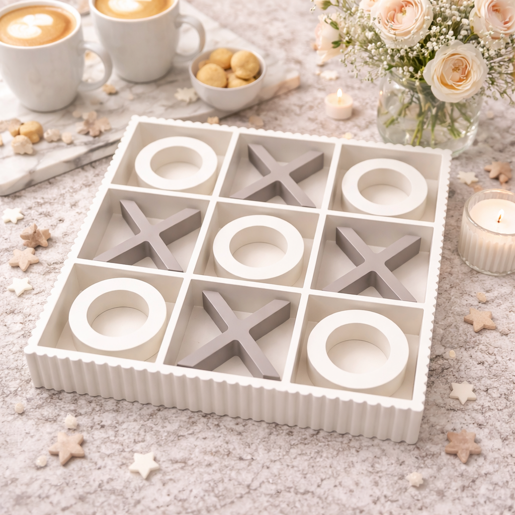 Game - Tic Tac Toe - MDF - Sand/Taupe - 33x33x5cm