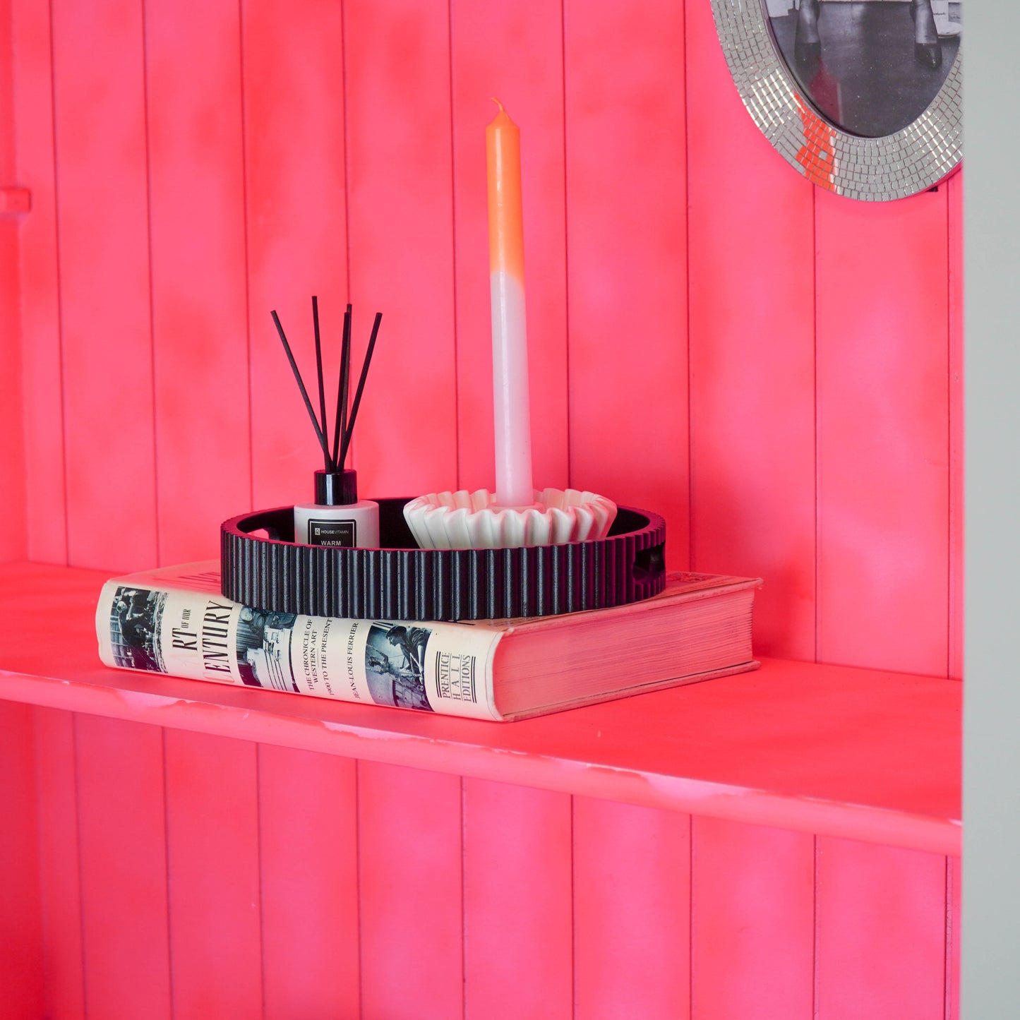 Tray/Plateau - Round - MDF - Black - 25.5x4x25.5cm