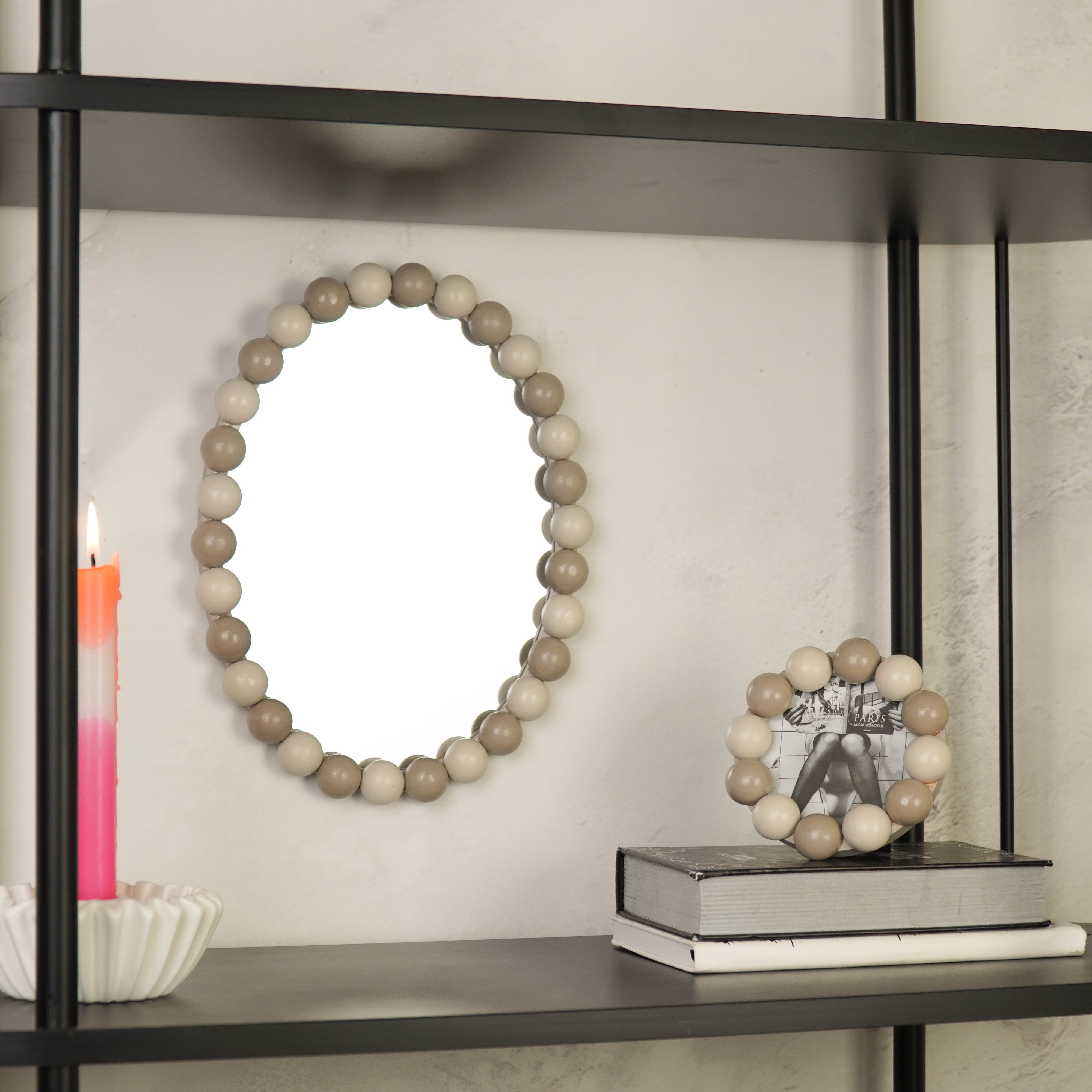 Mirror - Oval - Bubbles - Sand/Taupe - 29x22.5cm