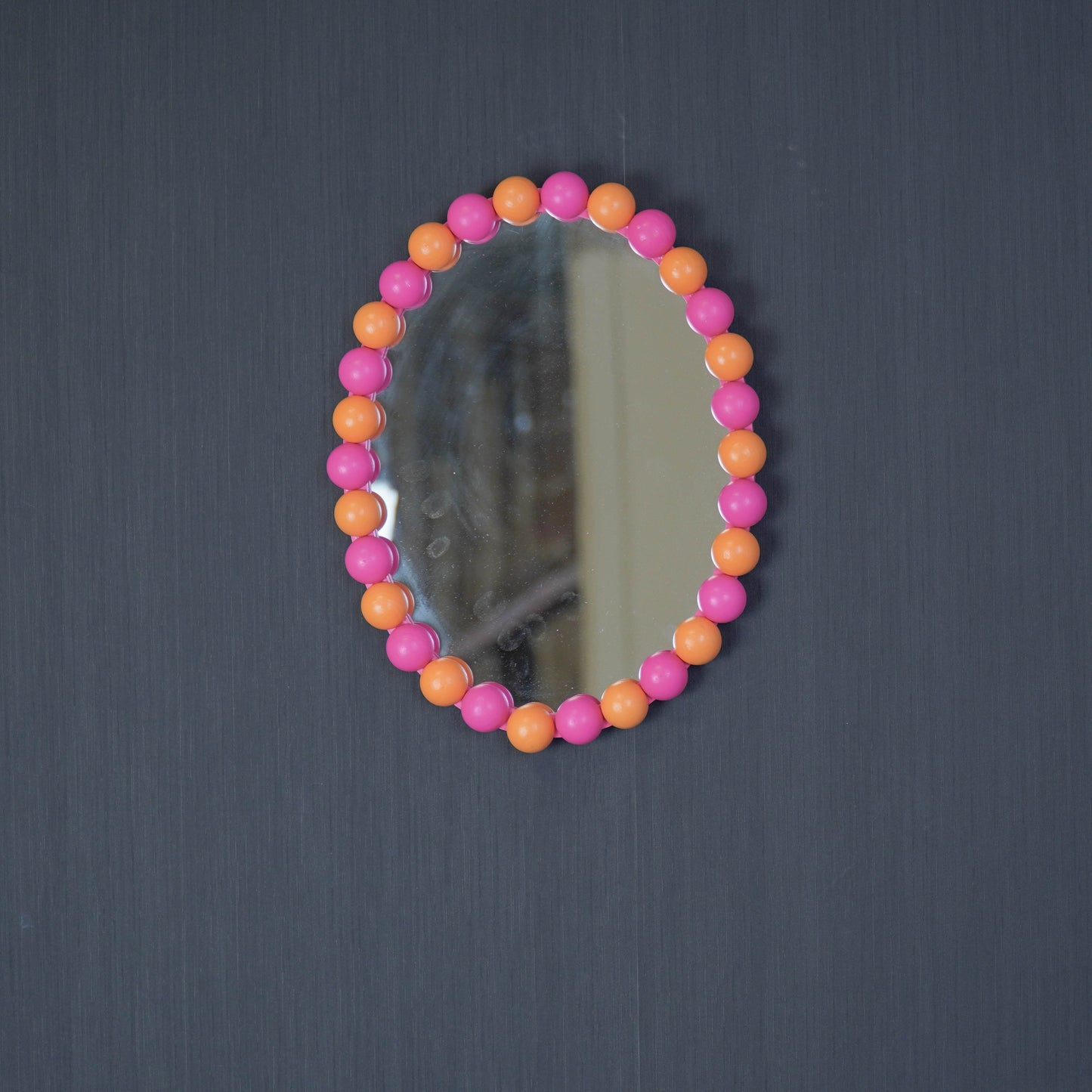 Mirror - Oval - Bubbles - Neon Pink/Orange- 29x22.5cm