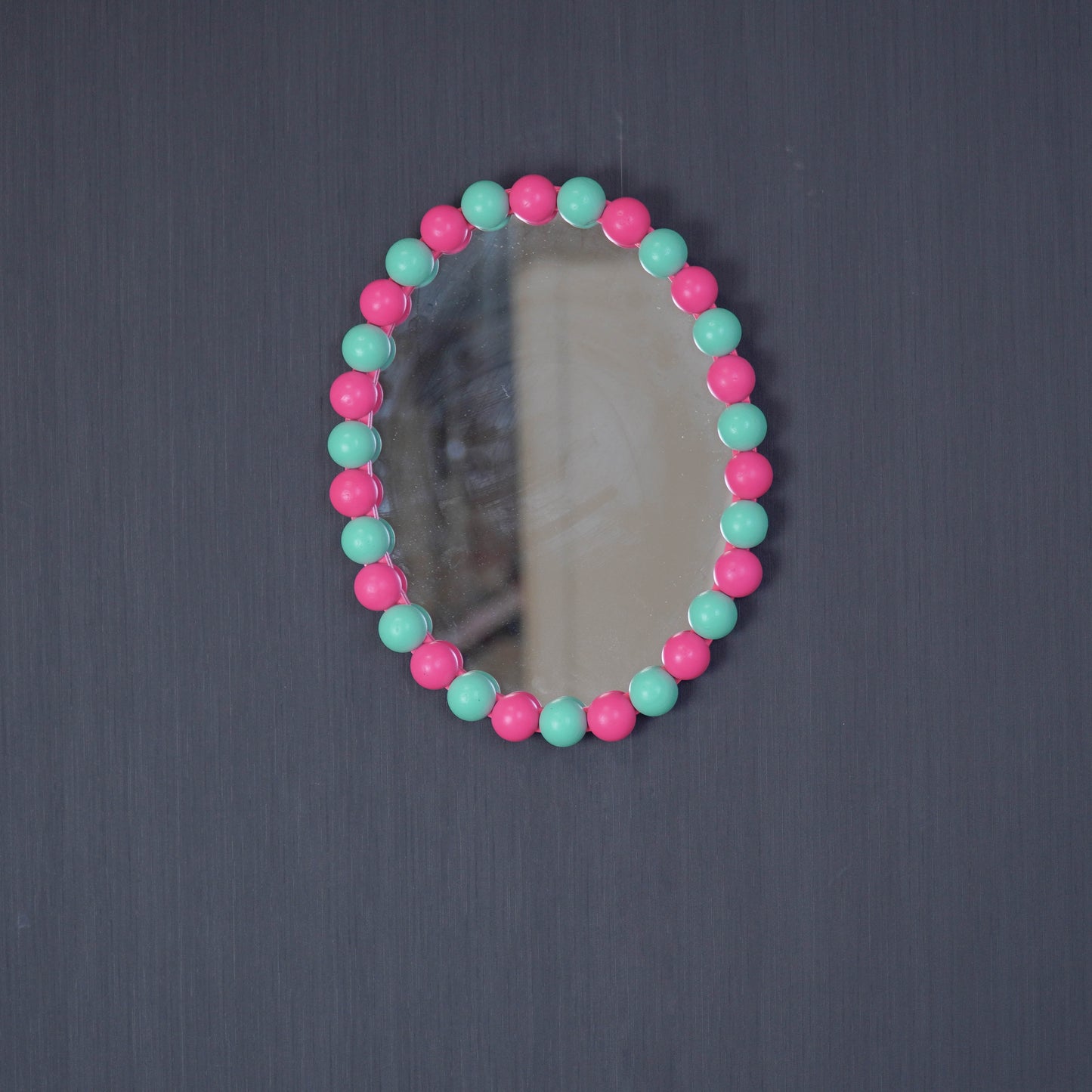 Mirror - Oval - Bubbles - Neon Pink/Mint- 29x22.5cm