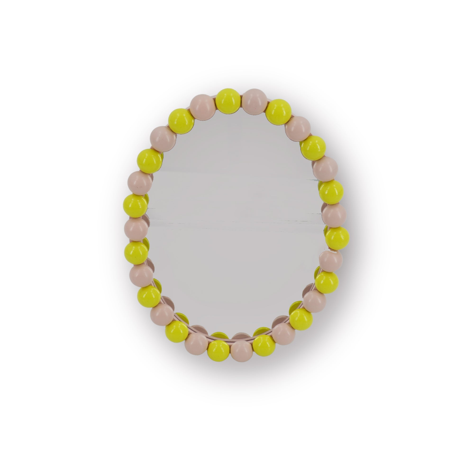 Mirror - Oval - Bubbles -Light Pink/Yellow- 29x22.5cm