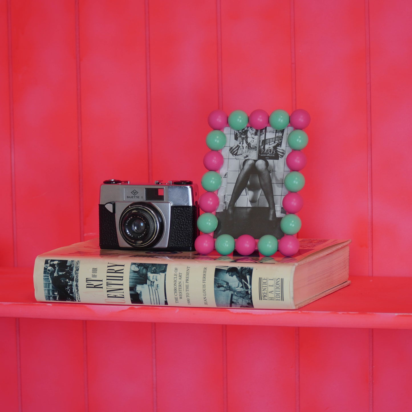 Picture Frame - Bubbles - Neon Pink/Mint -18.5x13.5cm