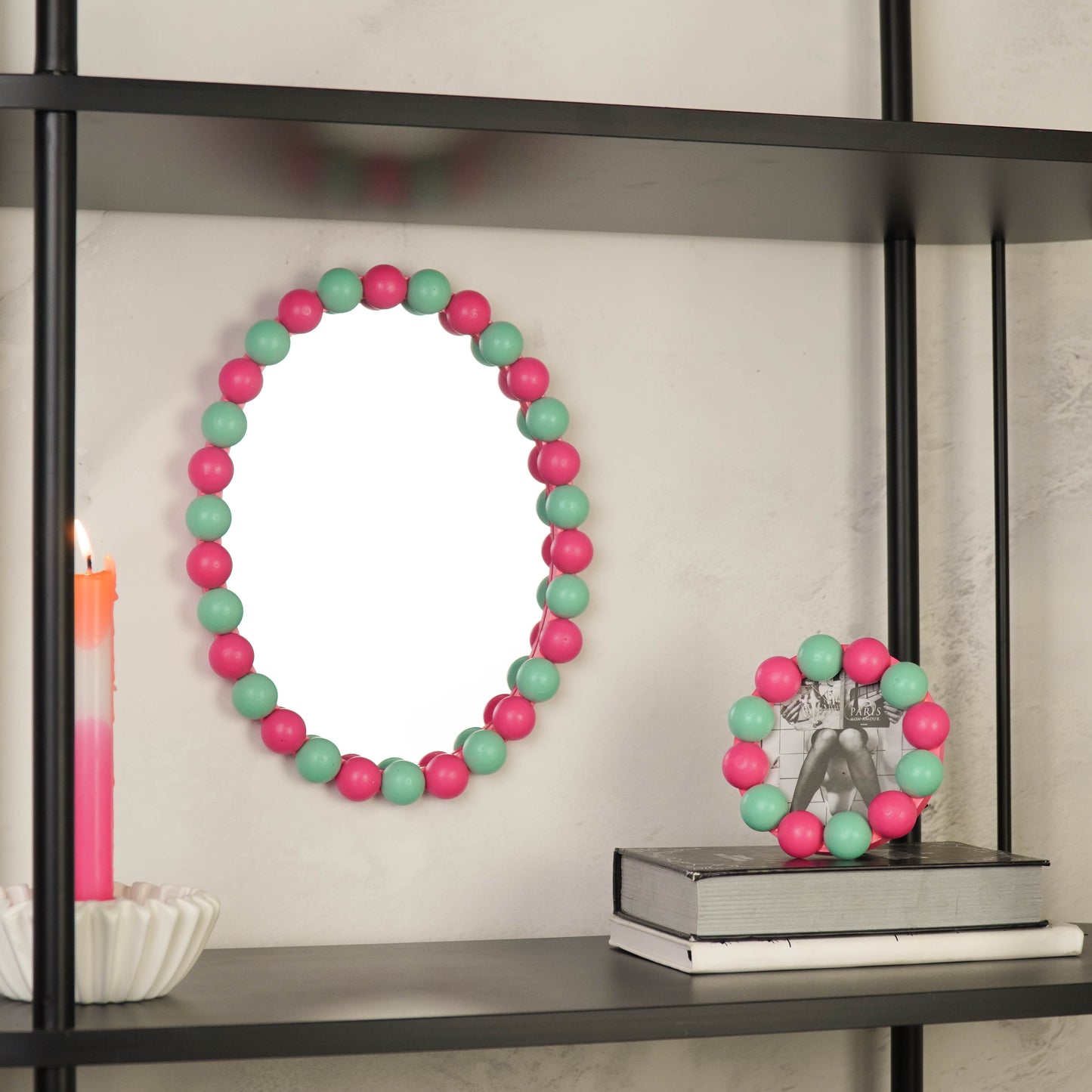 Picture Frame - Bubbles - Neon Pink/Mint -14.5x14.5cm