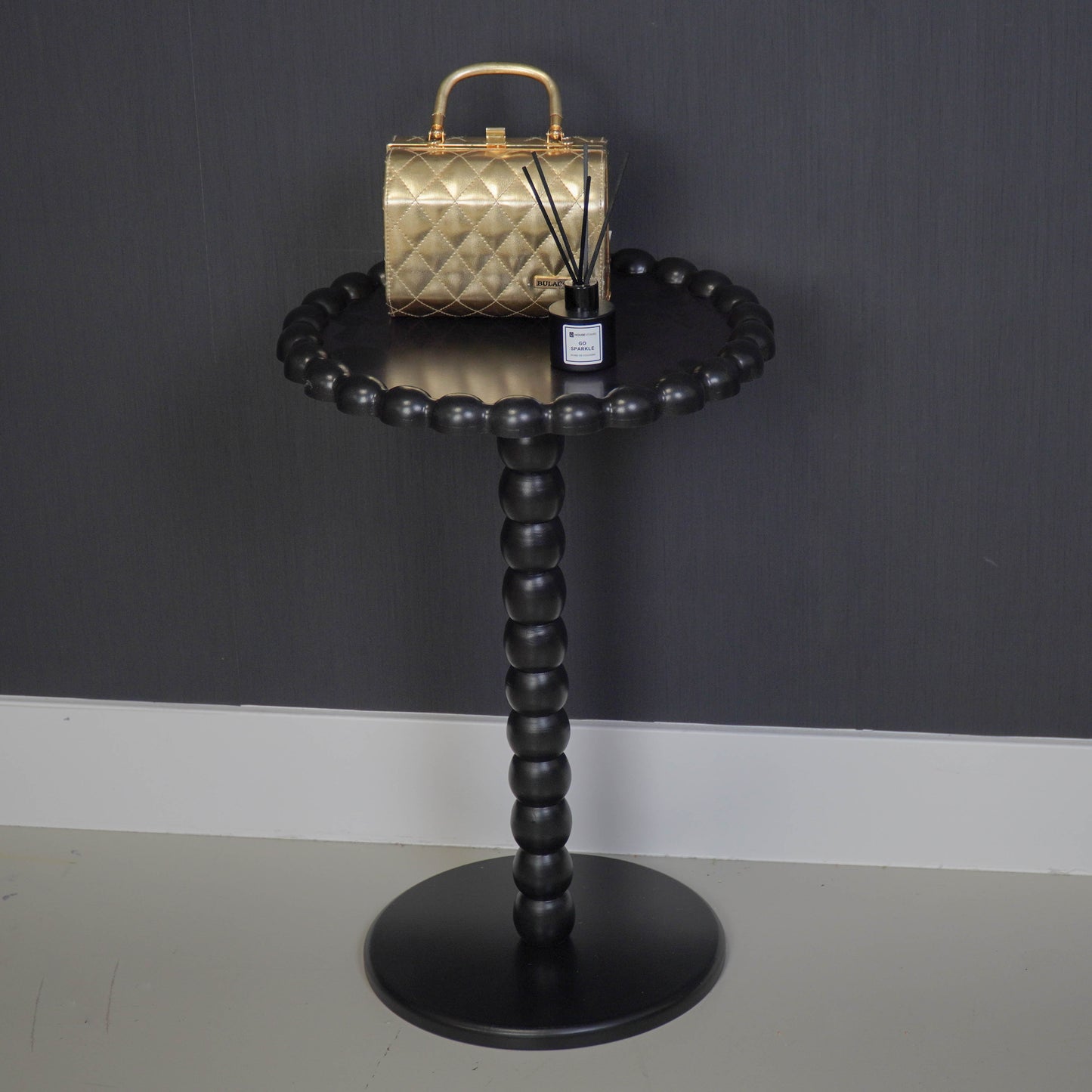 Side Table - Round - Black - MDF - 38X55cm