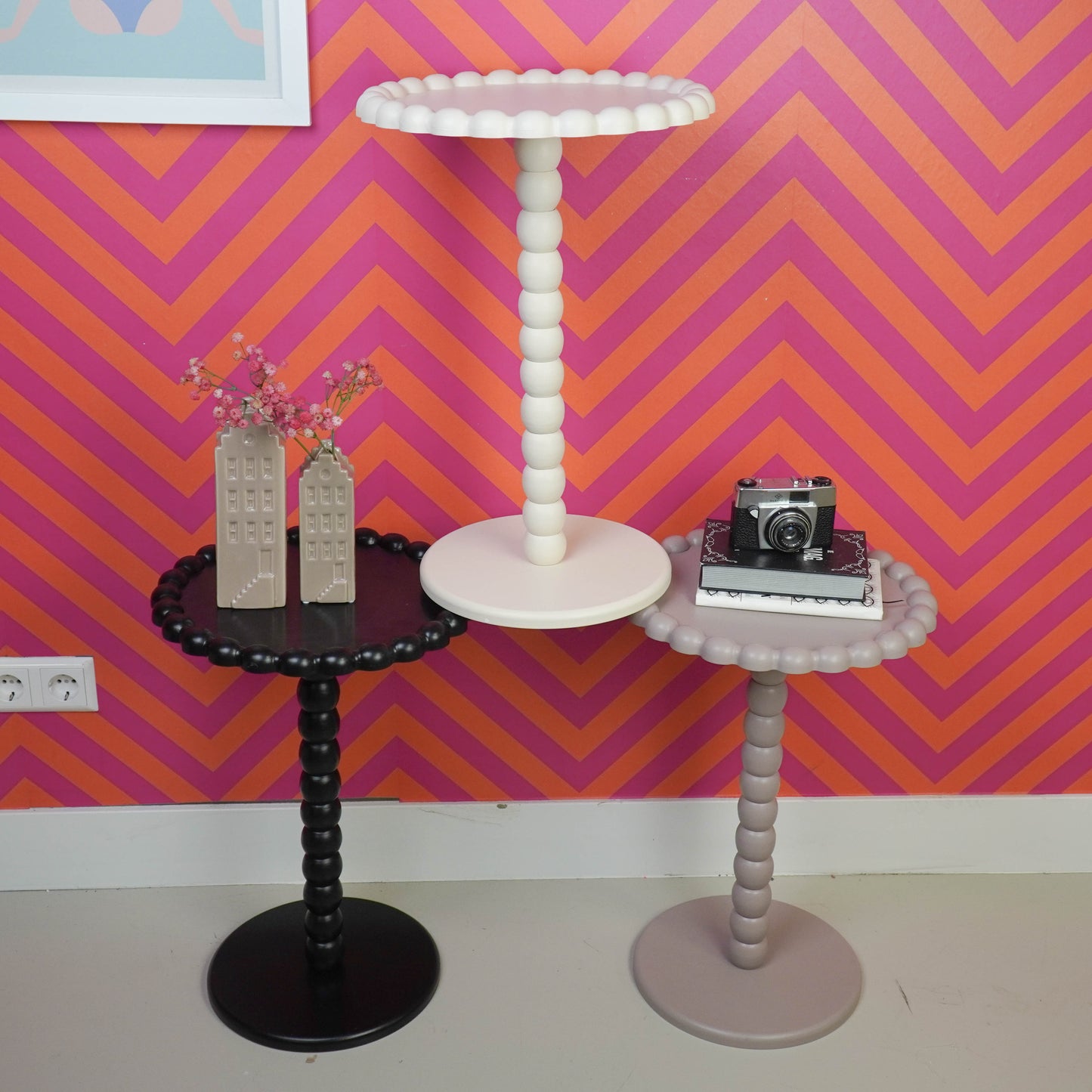 Side Table - Round - Taupe - MDF - 38X55cm