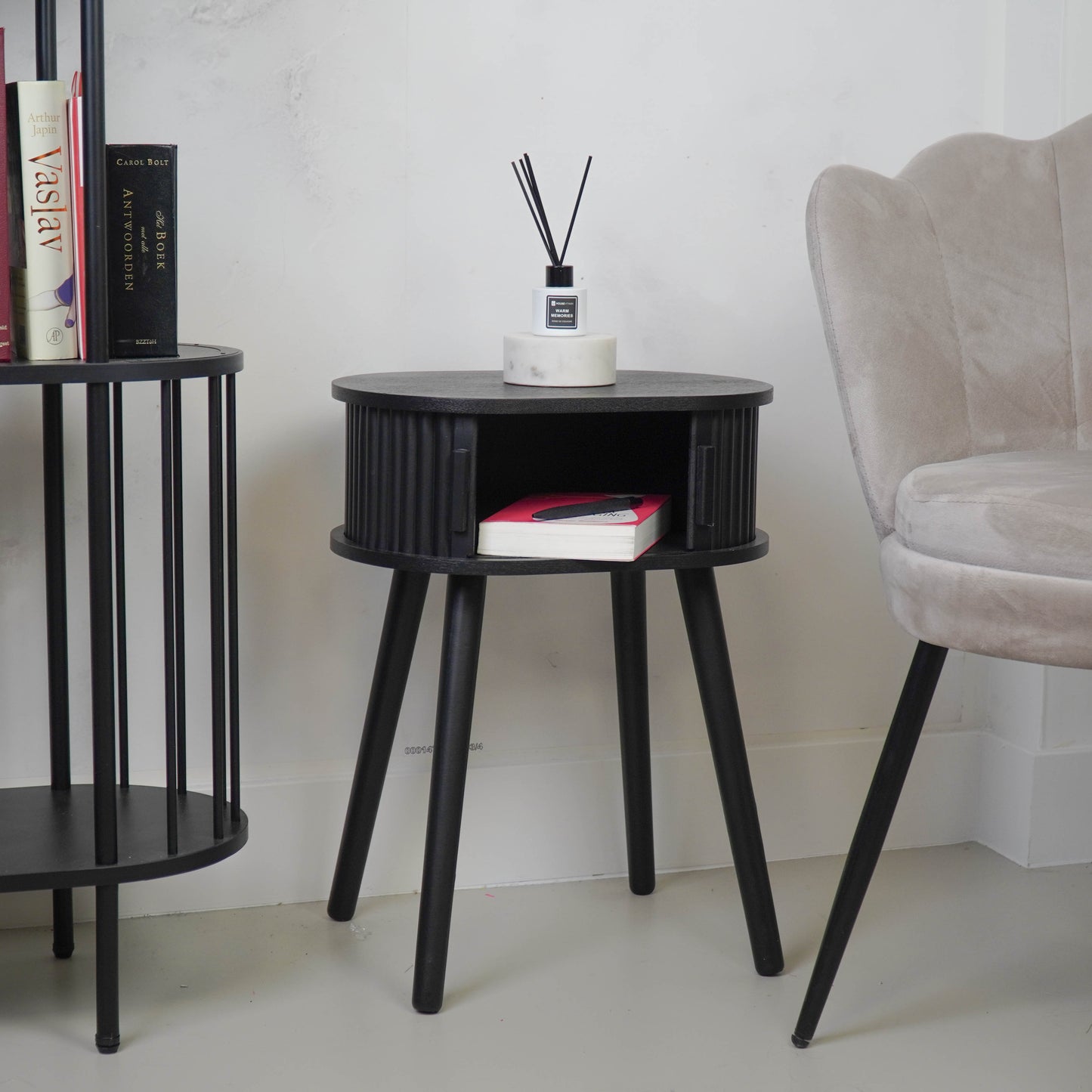 Side Table / Bedside Table - Black - MDF - 40x30x53cm
