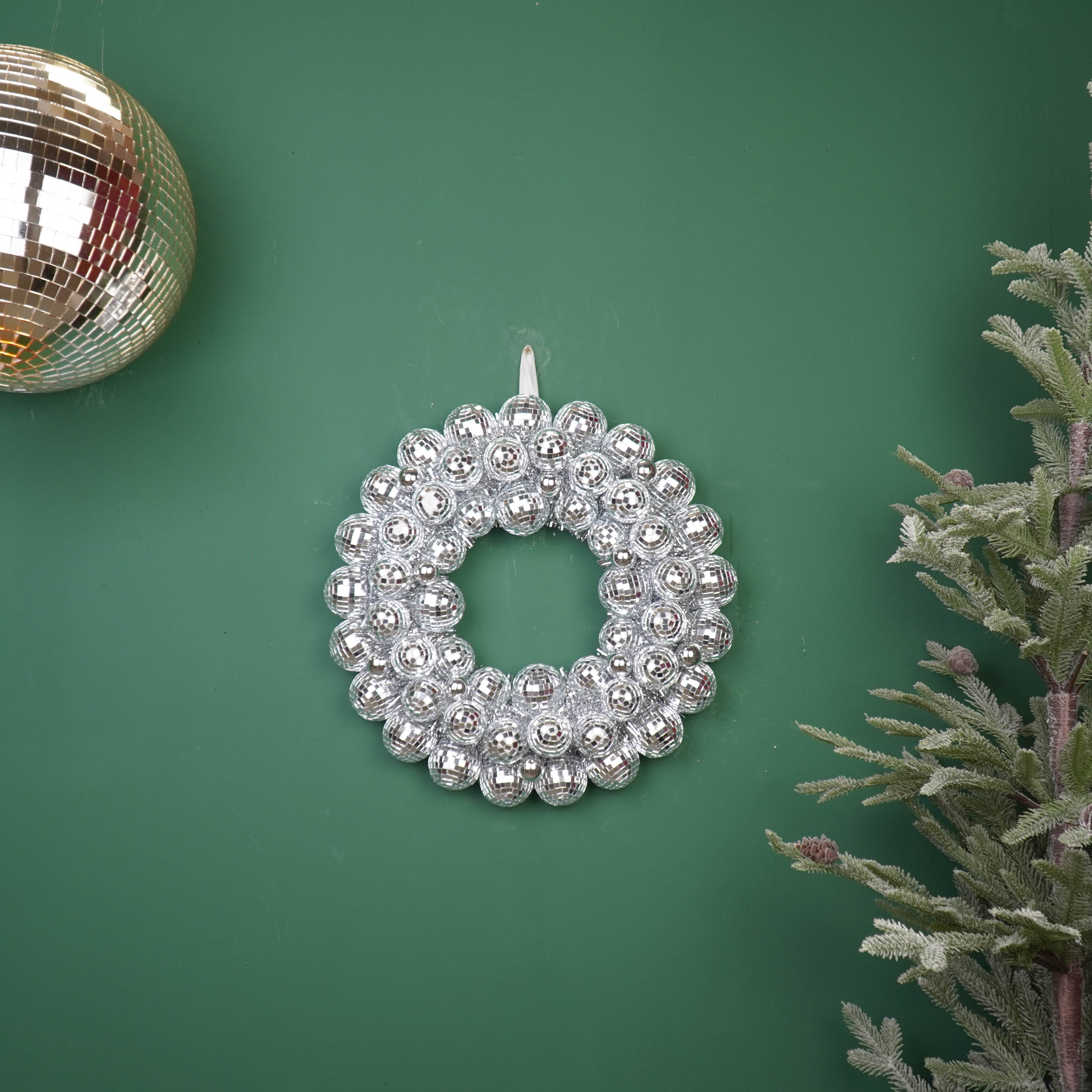 Christmas Wreath - Disco - Plastic - Silver - 40×40×7,5cm