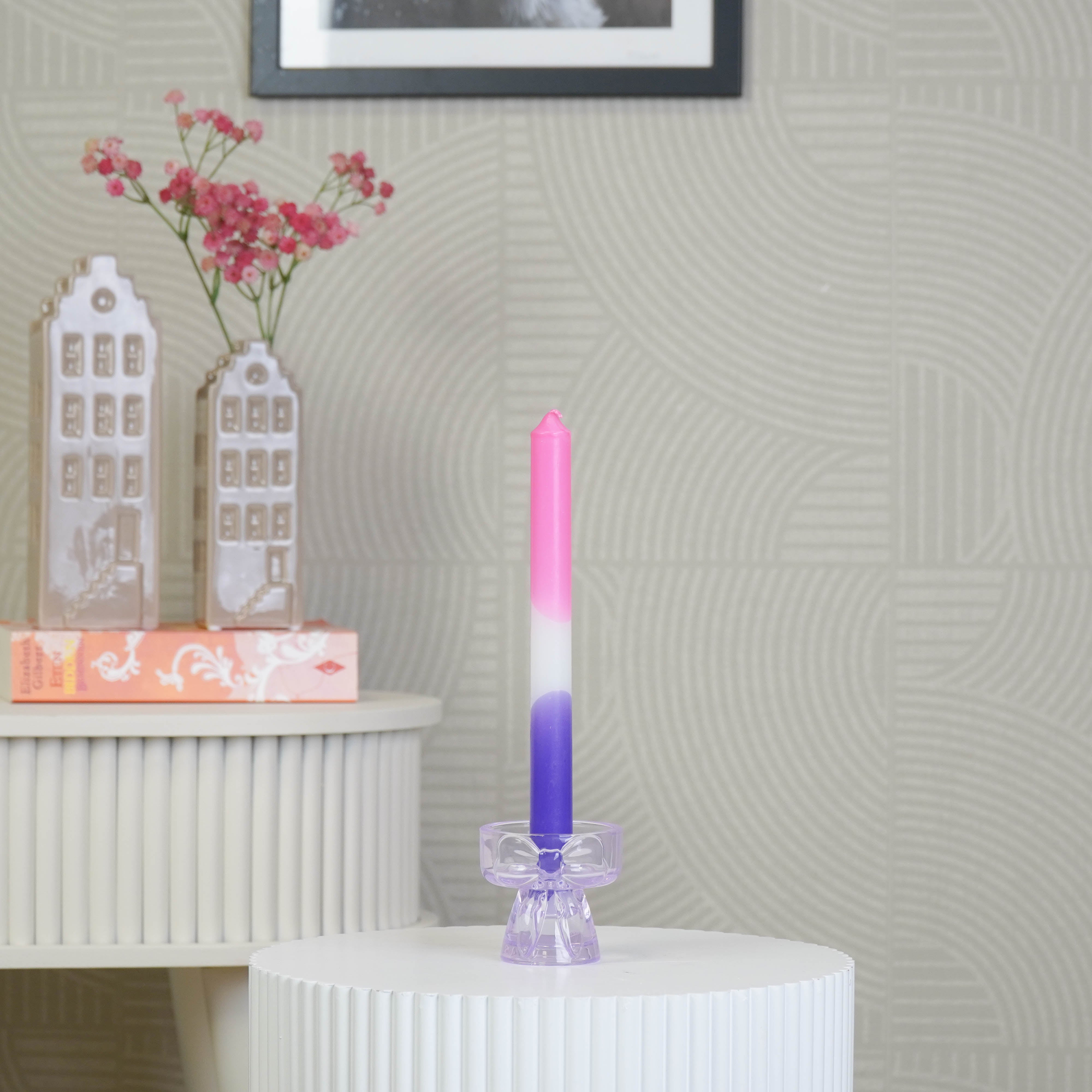 Candle- and Tealightholder Bow - Lilac - 7,5x6,5cm