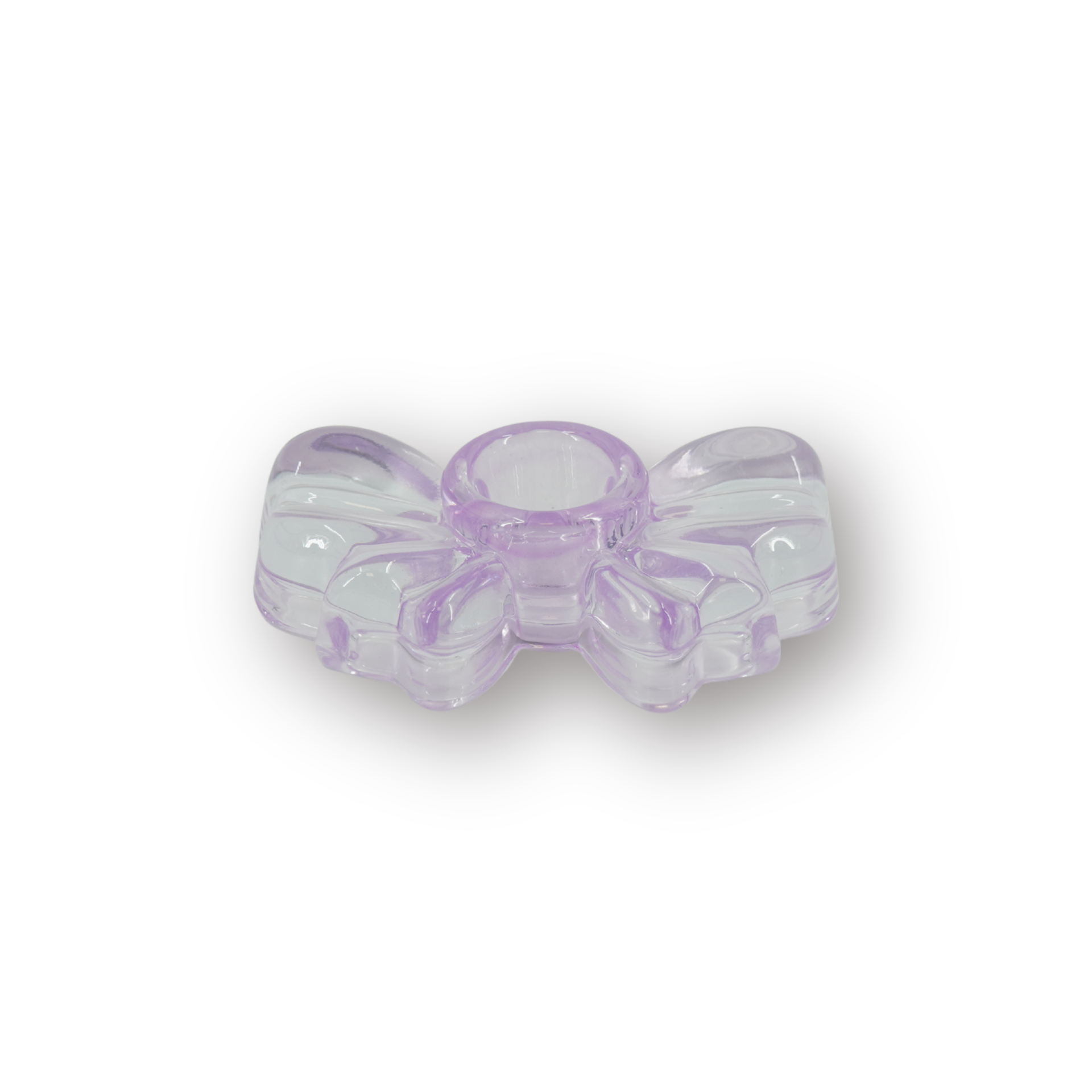 Candle Holder Bow - Glass - Lilac - 9,5x6,5x2,5cm