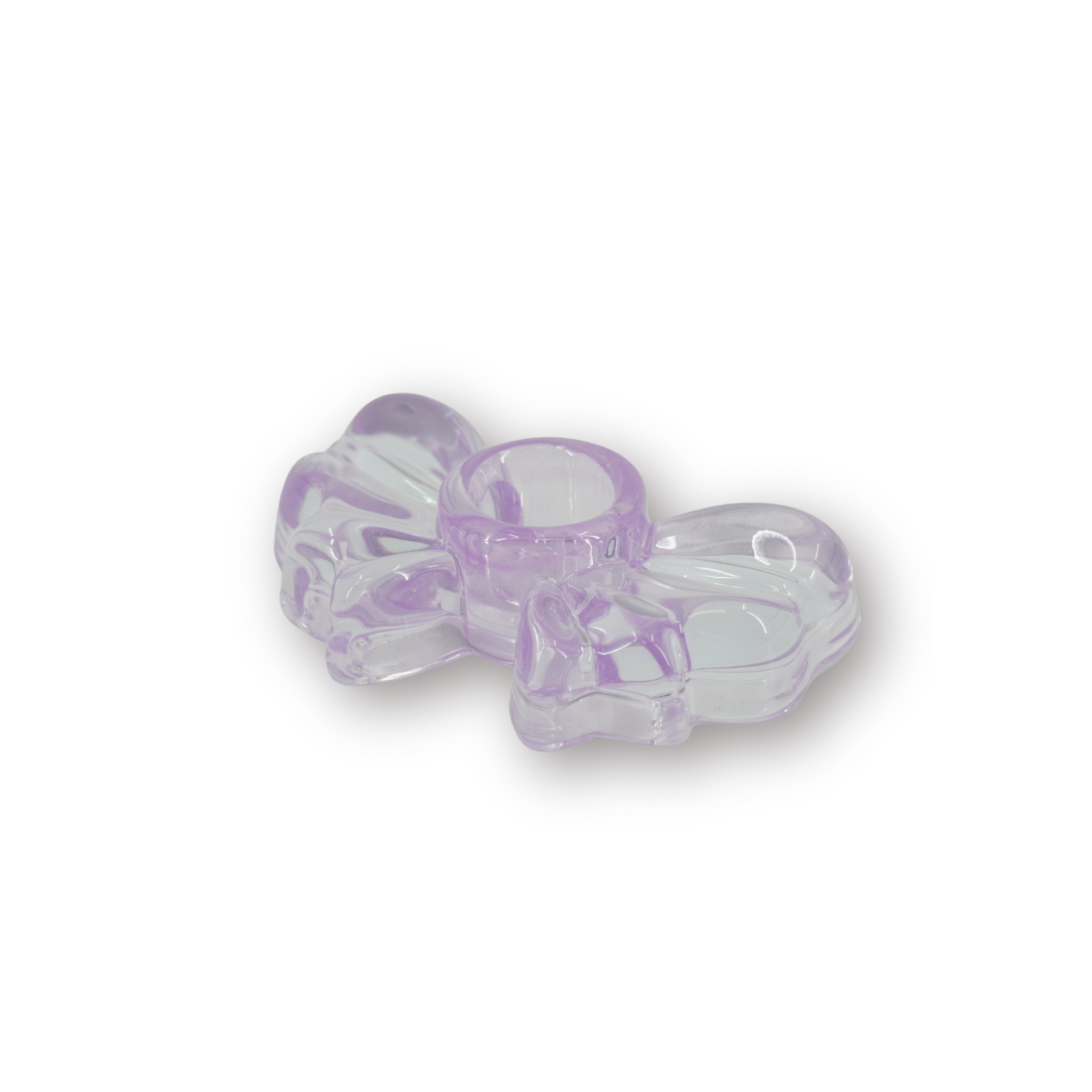 Candle Holder Bow - Glass - Lilac - 9,5x6,5x2,5cm