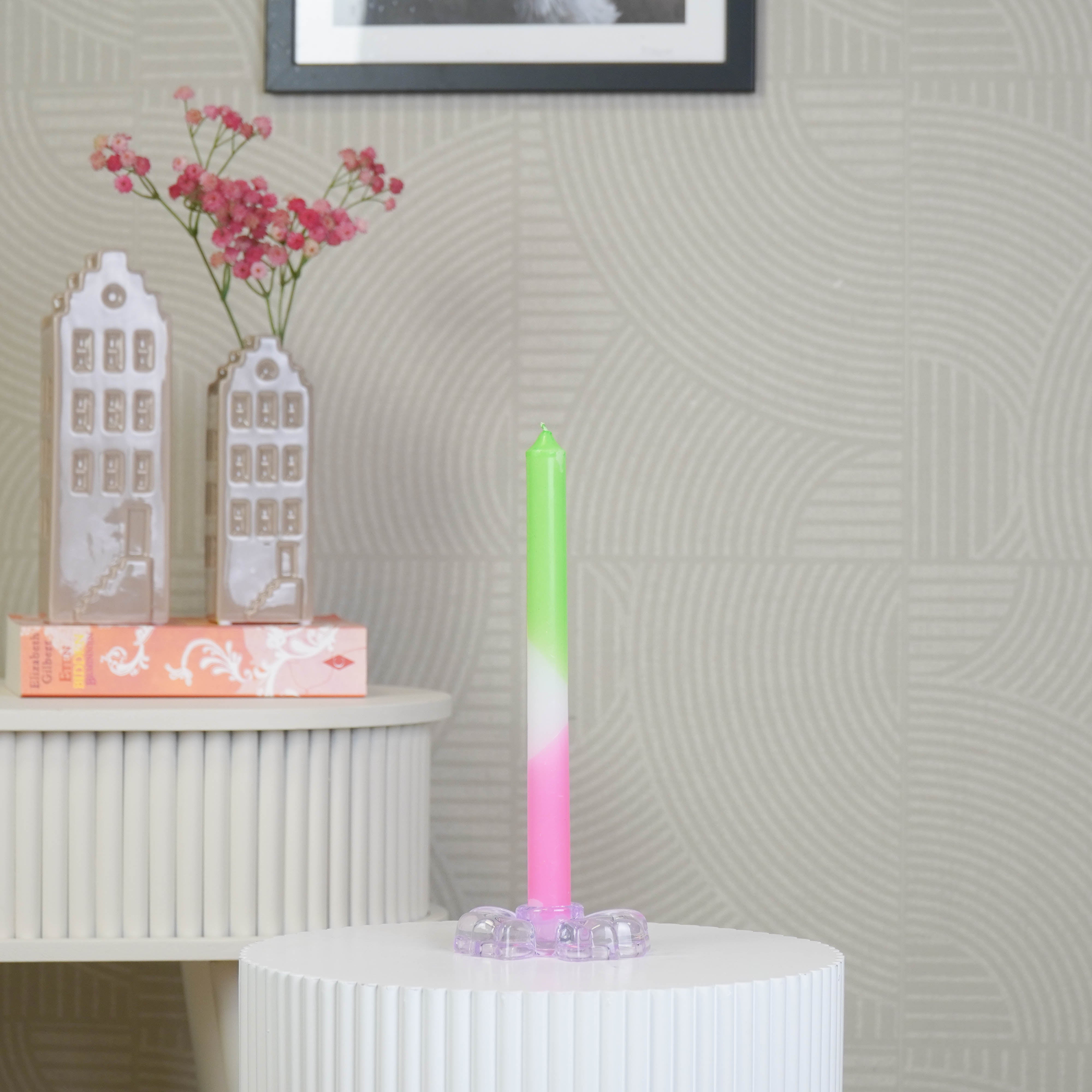 Candle Holder Bow - Glass - Lilac - 9,5x6,5x2,5cm