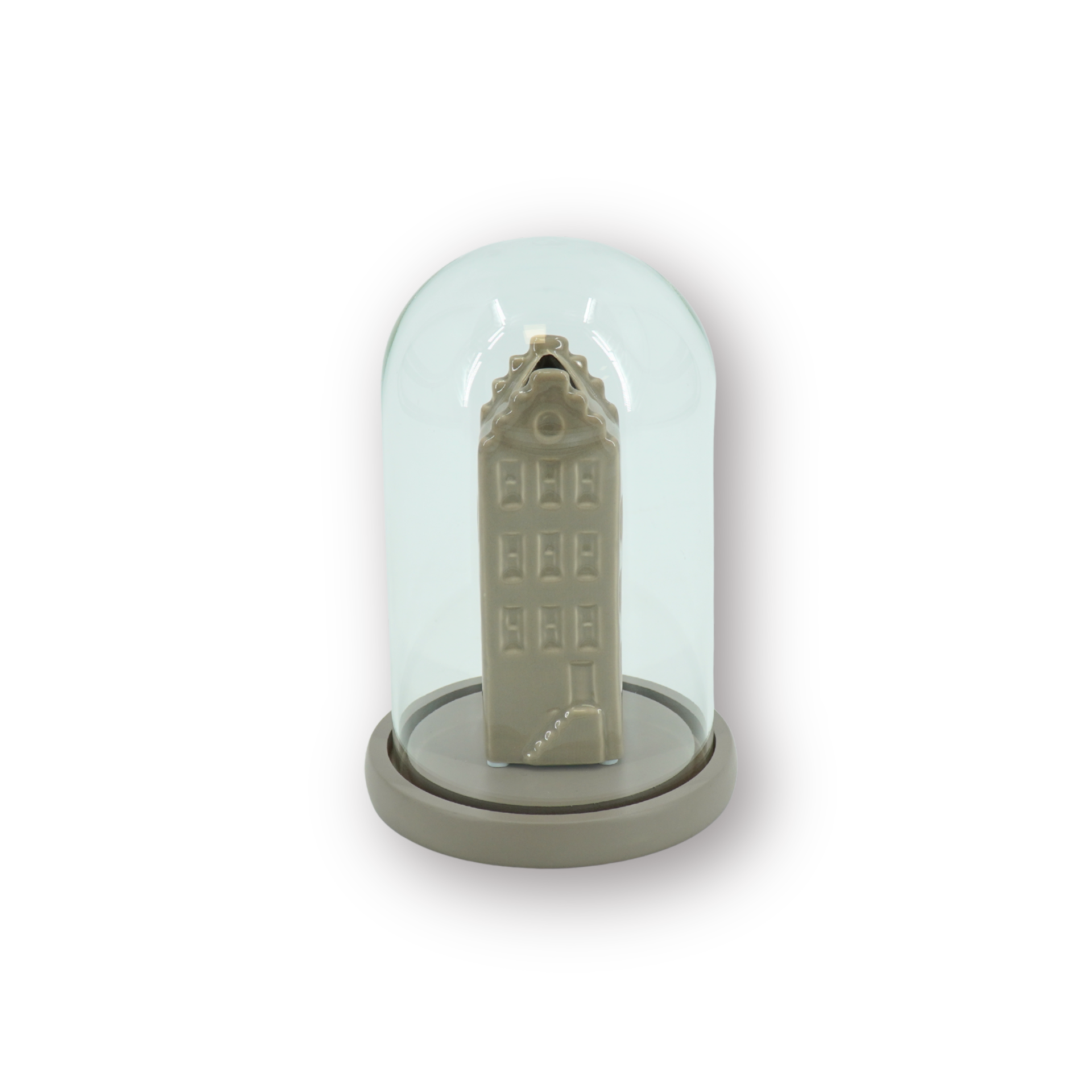 Bell Jar - Glass/Wood - Sand - 14x14x22cm