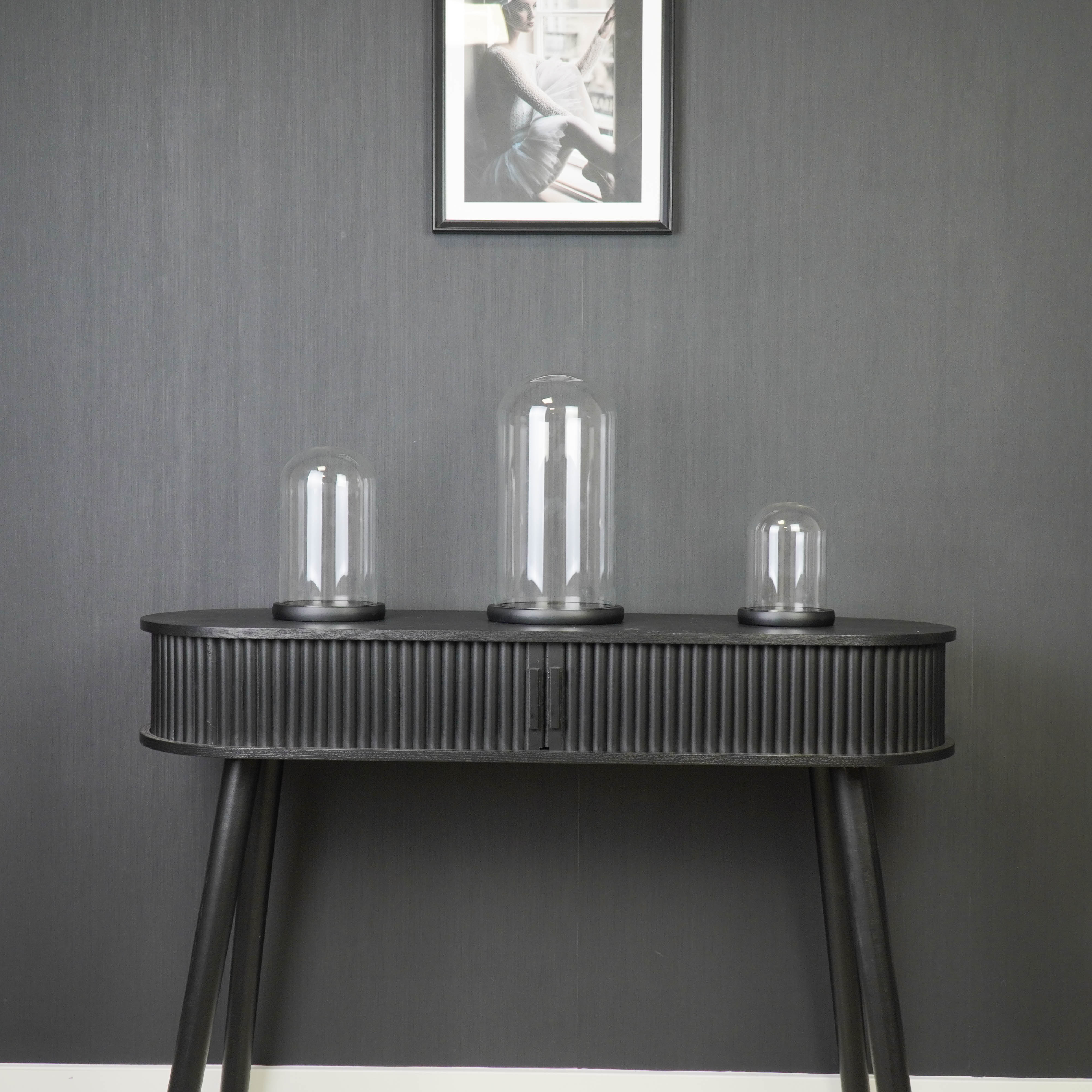 Bell Jar - Glass/Wood - Black - 11x11x15cm